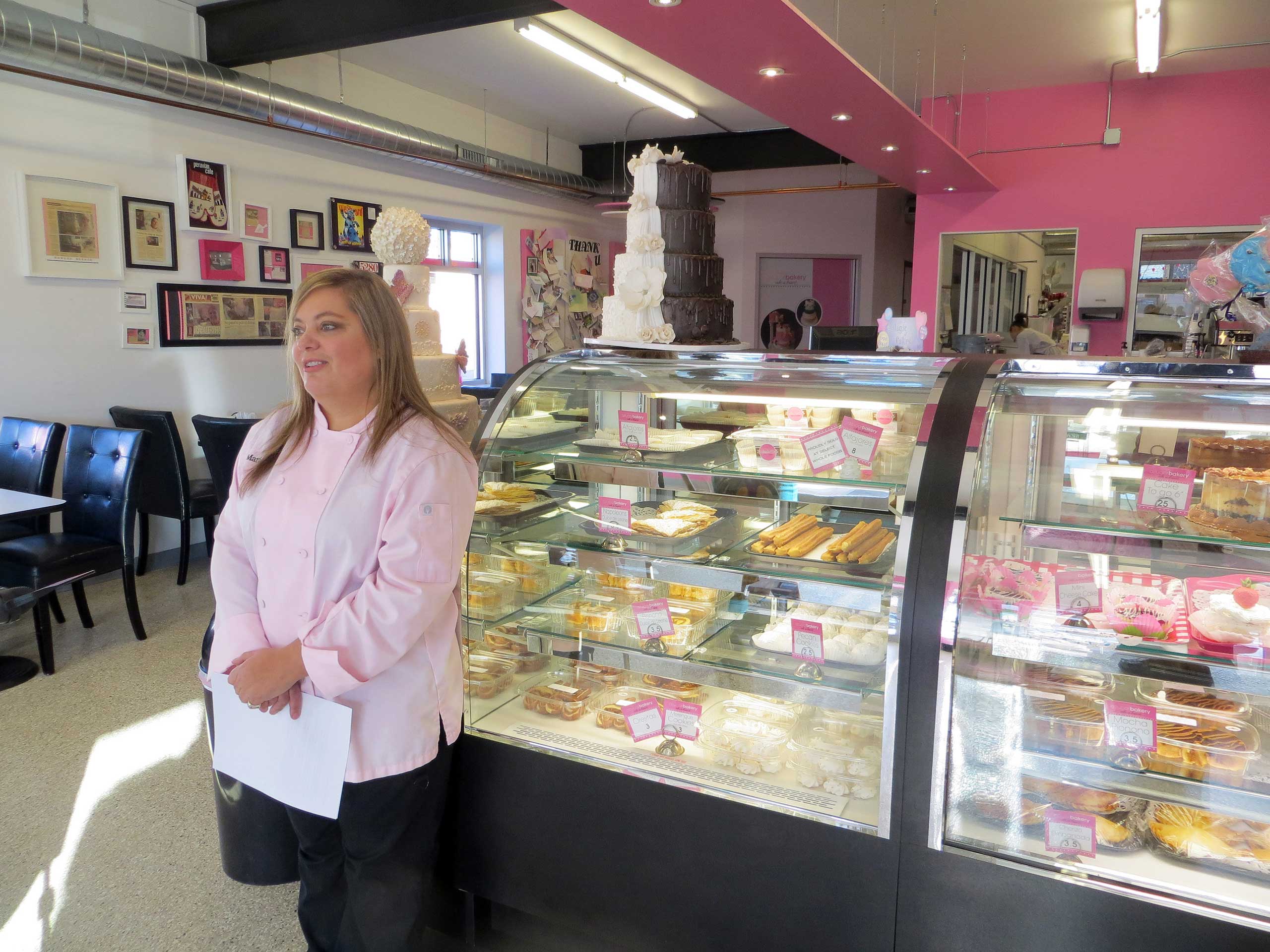 Bakery owner Marjorie Silva, who refused to write hateful words about gays on a cake for a customer, stands inside her own Azucar Bakery, in Denver, on Jan. 20, 2015. (Ivan Moreno—AP)