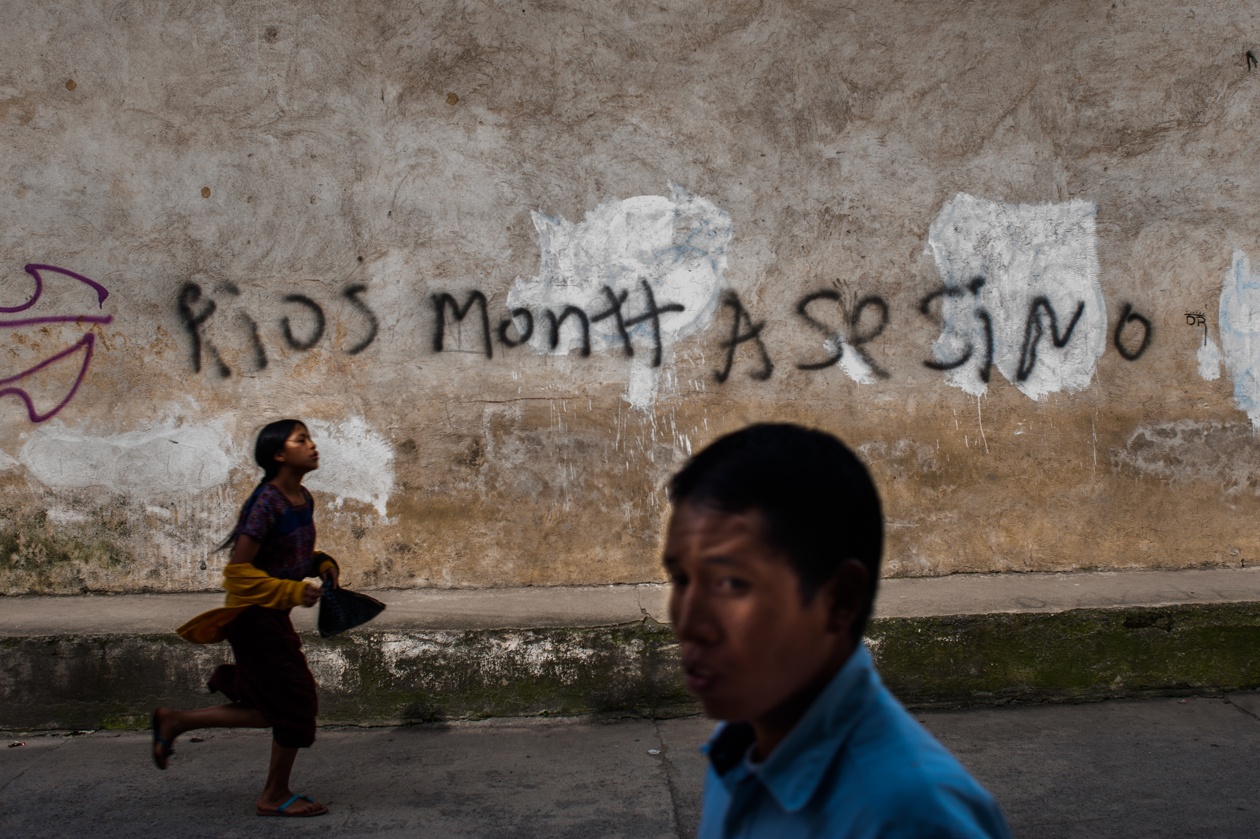 Graffiti on wall in Nebaj reads, “Rios Montt is a murderer.”