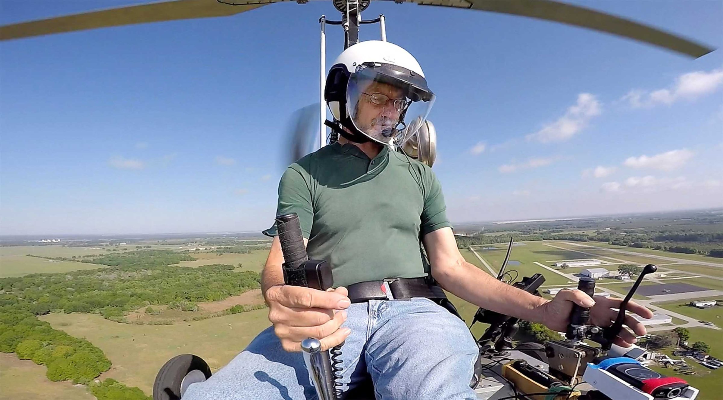 Doug Hughes flies his gyrocopter, near the Wauchula Municipal Airport in Wauchula, Fla., March 17, 2015.