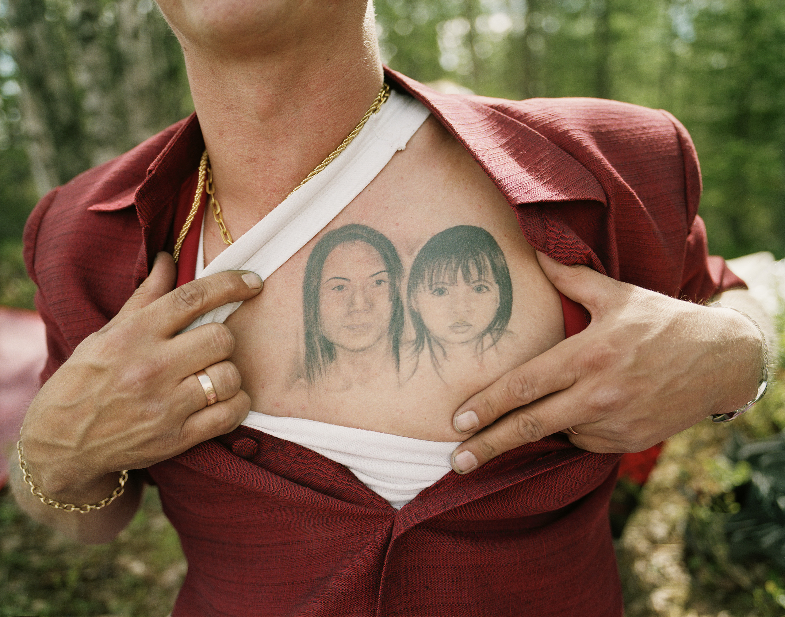Stefan's tattoo of his wife and daughter, Fredrika, 2008.