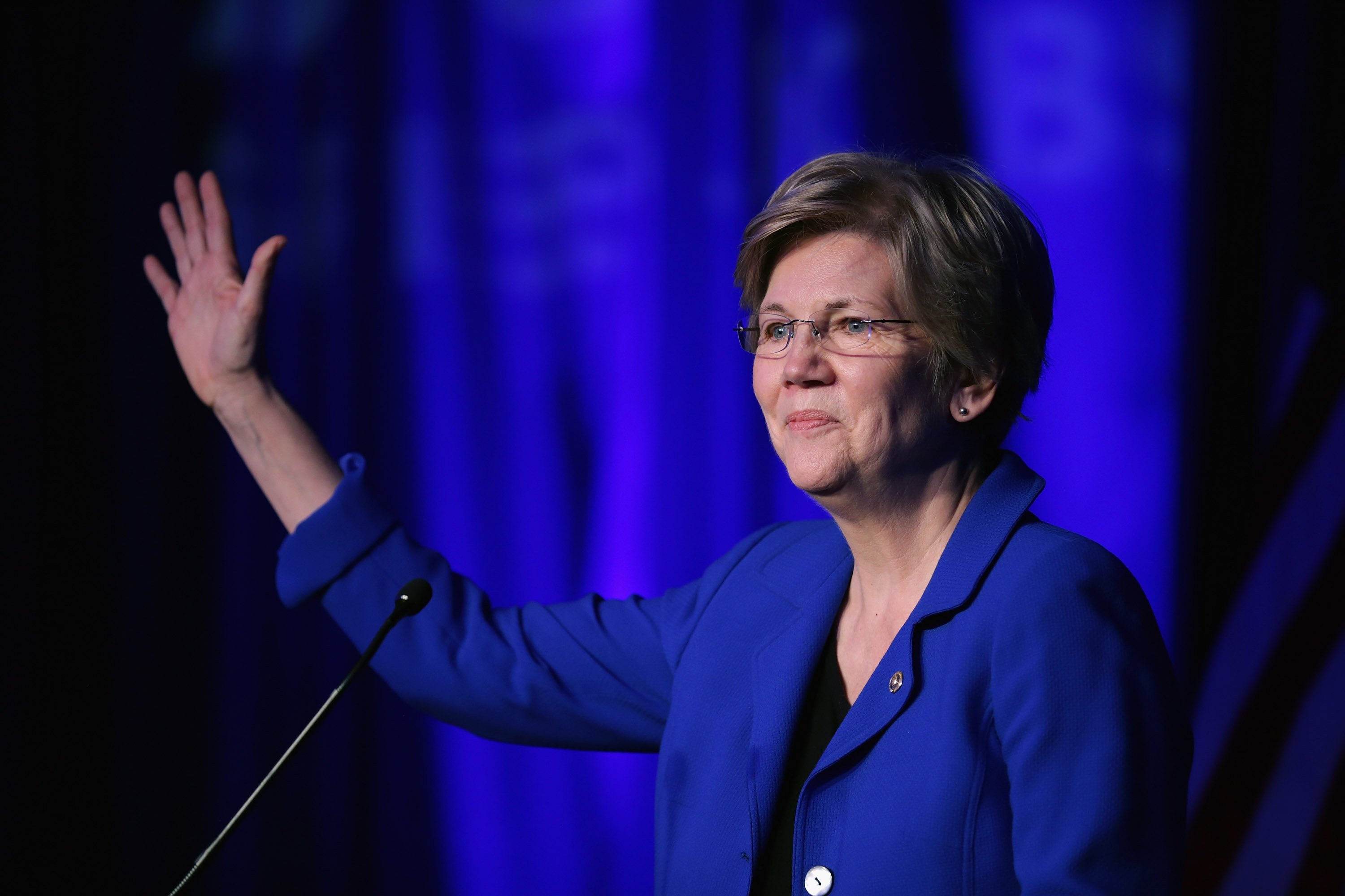 Senator Elizabeth Warren (D., Mass.) delivers remarks during the Good Jobs Green Jobs National Conference in Washington, D.C., on April 13, 2015 (Chip Somodevilla—Getty Images)