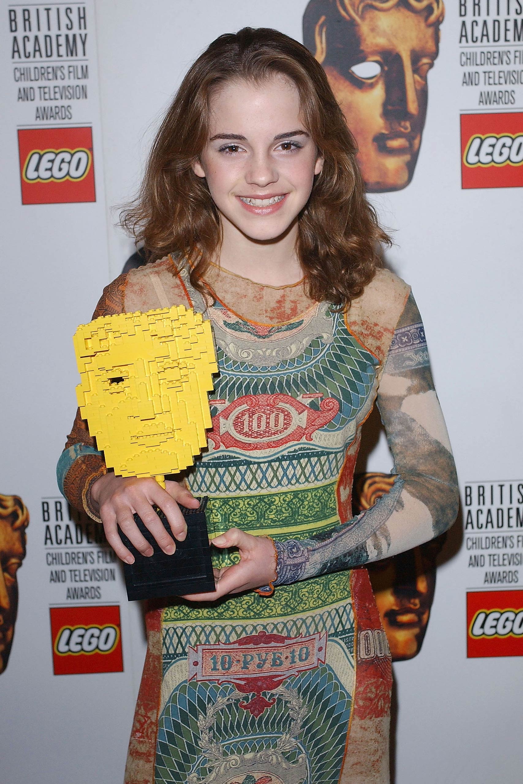 Emma Watson poses in the pressroom at the British Academy Children's Film And Television Awards in association with The Lego Company, at the Hilton Hotel in 2003 in London.