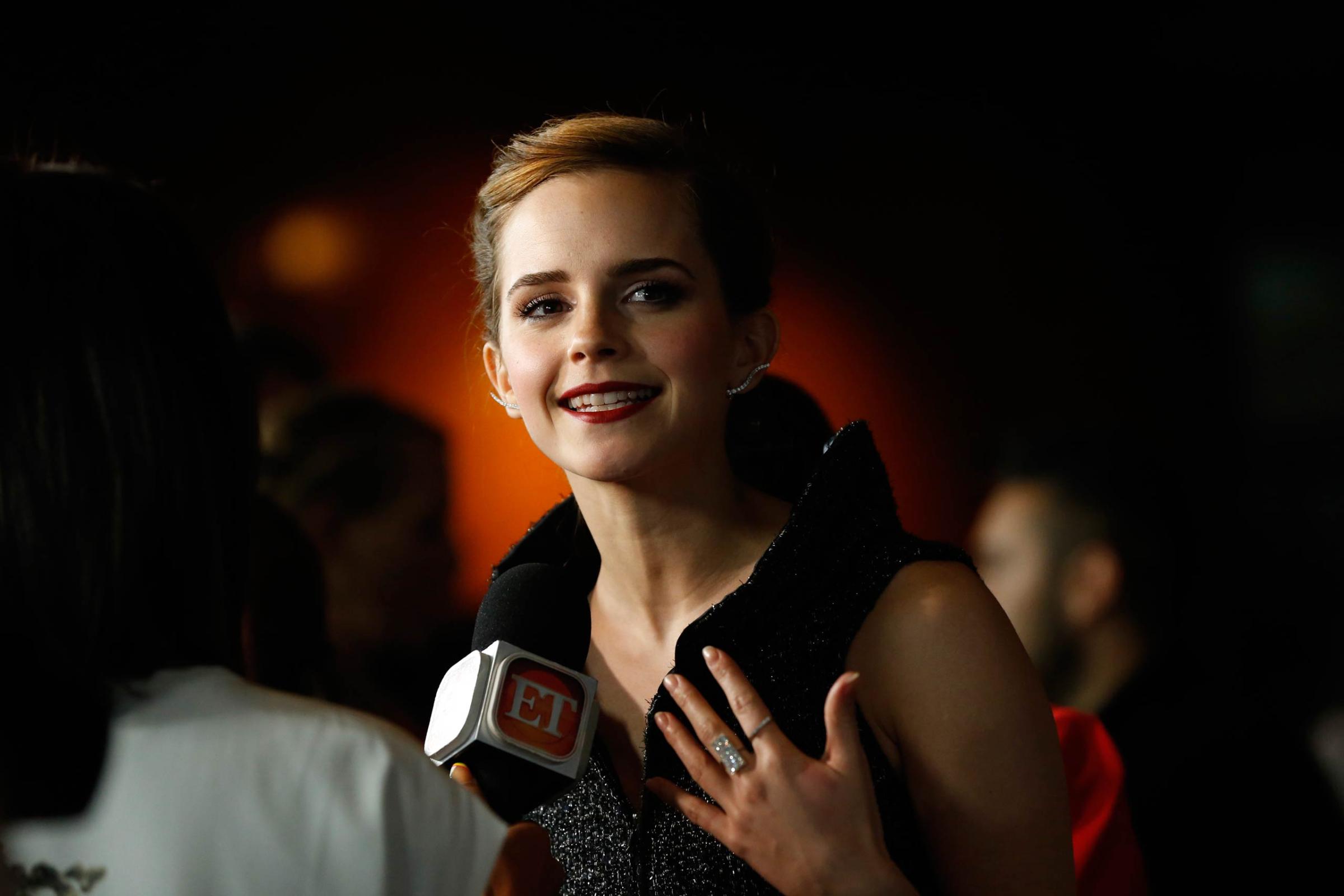 Watson is interviewed at the premiere of "The Bling Ring" at the Director's Guild of America (DGA) theatre in Los Angeles