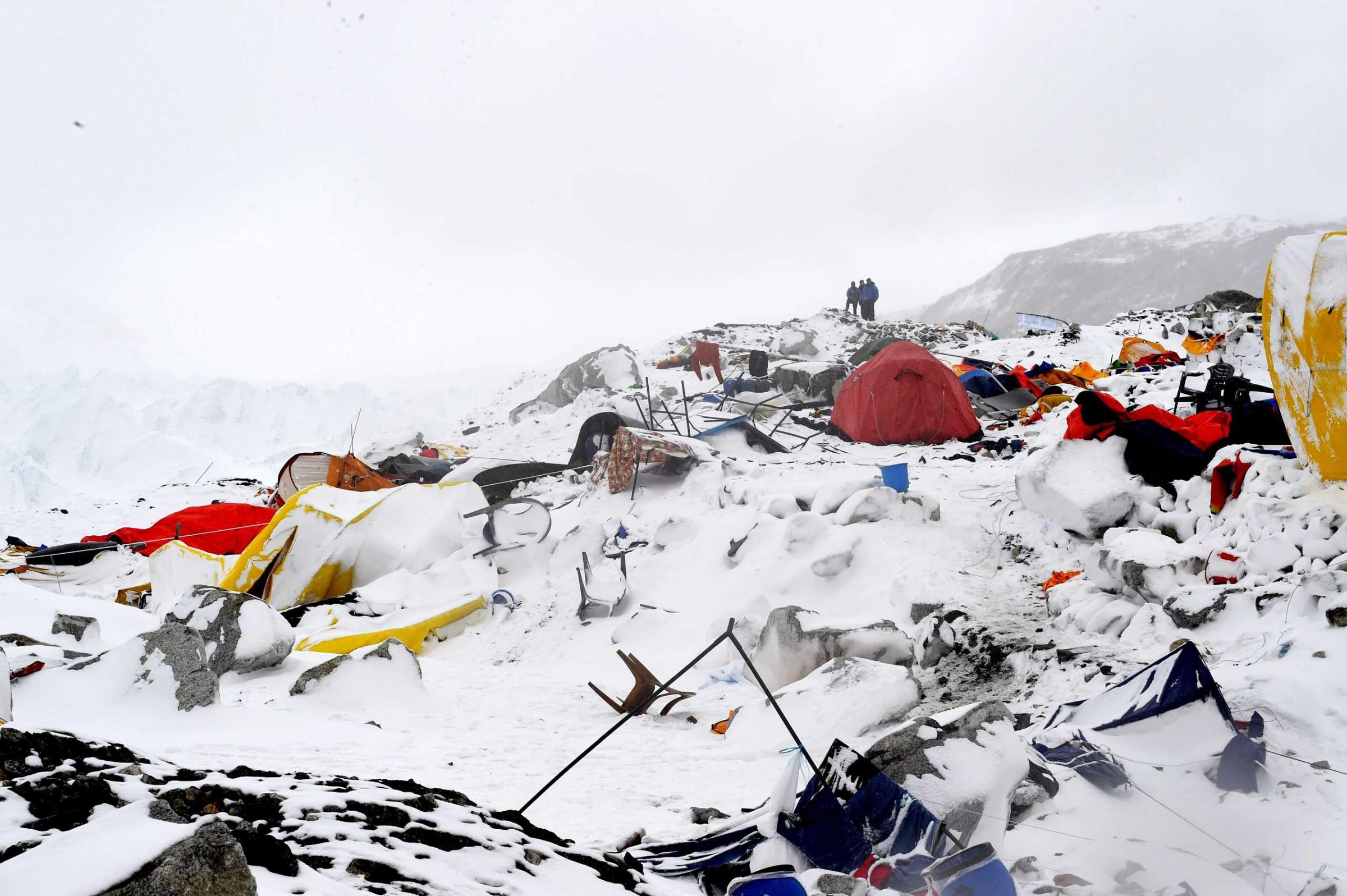 The avalanche, triggered by an earthquake outside Kathmandu, Nepal, flattened parts of Everest Base Camp on April, 25, 2015.