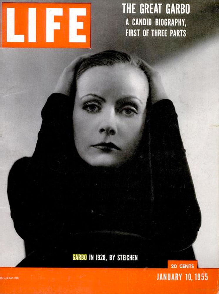 Portrait of Greta Garbo by Edward Steichen on the cover of LIFE Magazine, January 10, 1955.