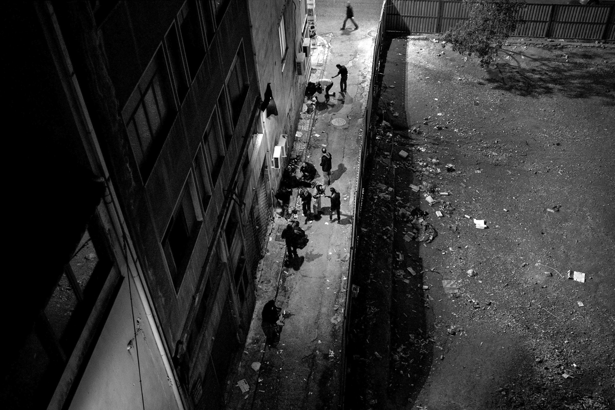 An alley near Omonia Square  frequently used by drug users.