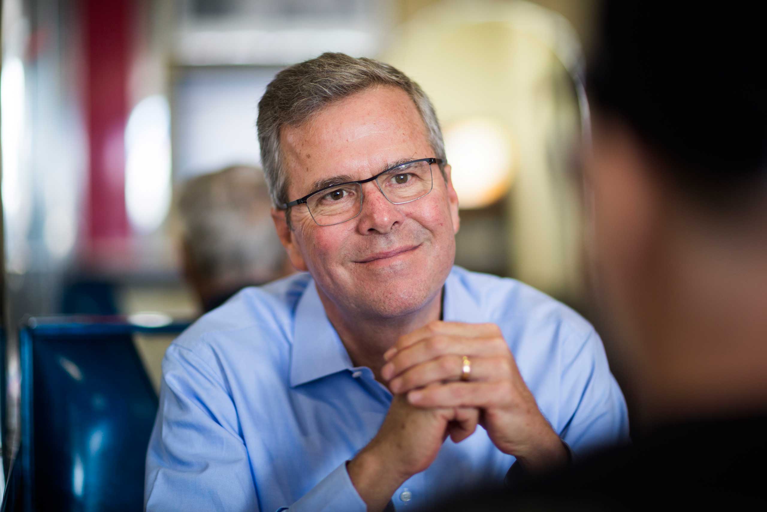Former Florida Governor Bush at MaryAnne's Diner in Derry, N.H. on April 17, 2015. (Brooks Kraft—Corbis for TIME)