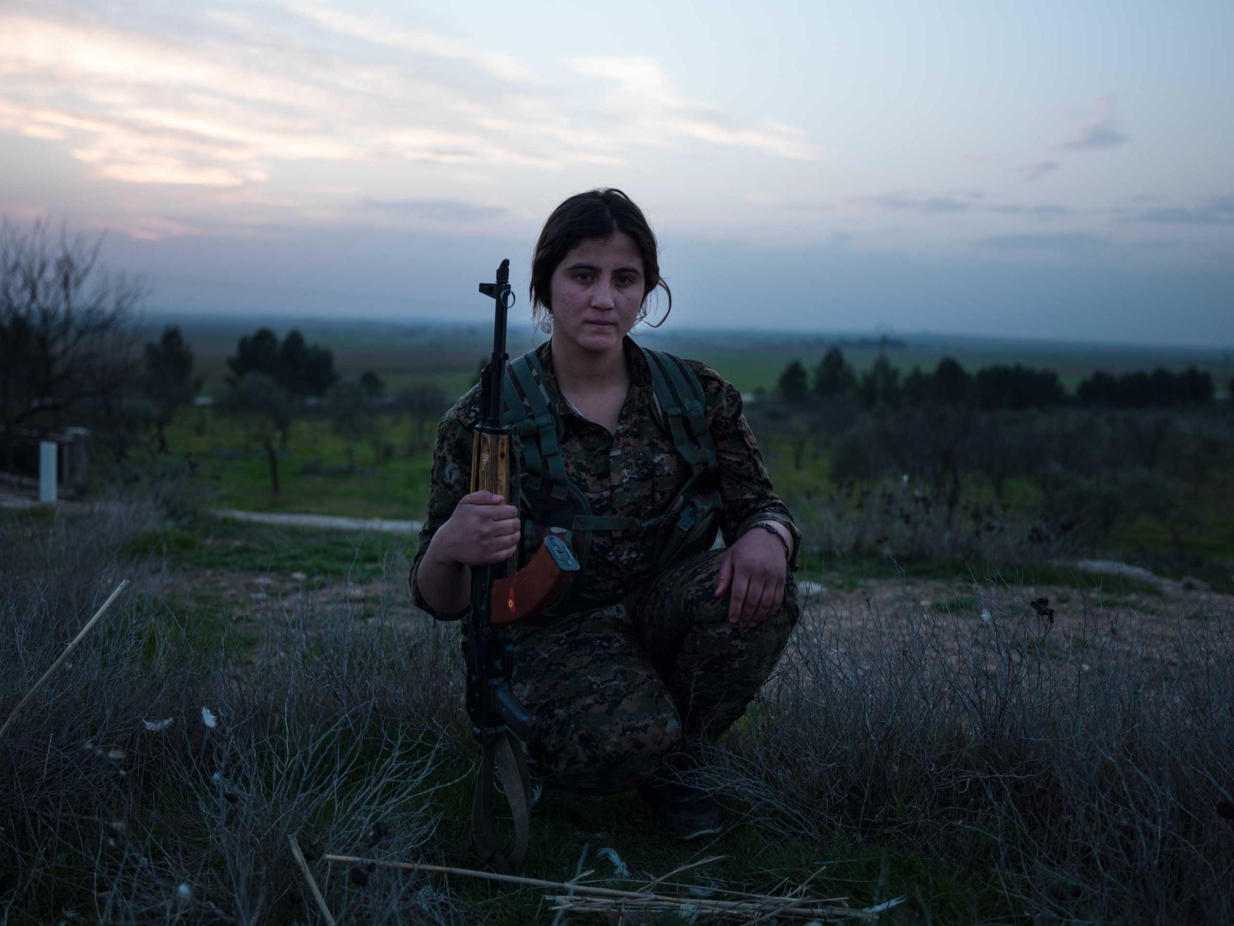 20-year old YPJ fighter Aijan Denis from Amuda, Syria: "Where I am now, men and women are equal and we all have the same thought, which is fighting for our ideology and the rights of women. My three sisters and I are all in YPJ. "Newsha Tavakolian for TIME I joined YPJ in 2011. One day when I was watching TV, they were showing pictures of women who had been killed. I was really impressed by that and decided to join the army myself. Where I am now, men and women are equal and we all have the same thought, which is fighting for our ideology and the rights of women. My three sisters and I are all in YPJ. They all operate RPGs. I wish to become so skilled that I will be allowed to do the same."