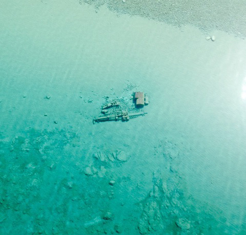 This shipwreck photo released by the U.S. Coast Guard was taken April 17, 2015, in northern Lake Michigan, near Leland, Mich., off the Sleeping Bear Dunes National Lakeshore.