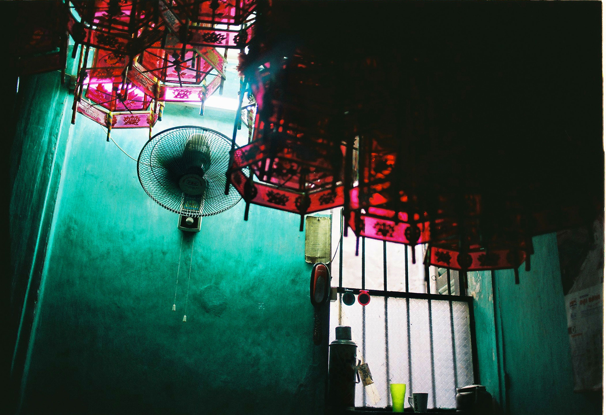 A room decorated with colorful lanterns in an old house in Hanoi, Sept. 9, 2009.
