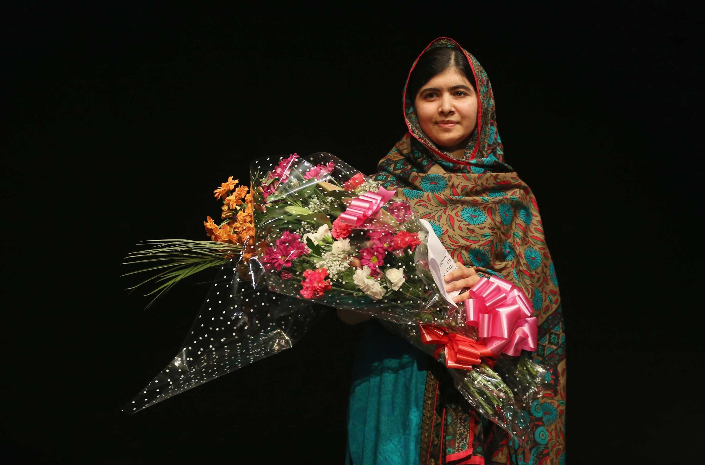 Malala Yousafzai after being announced as a recipient of the Nobel Peace Prize in Birmingham, England on October 10, 2014.