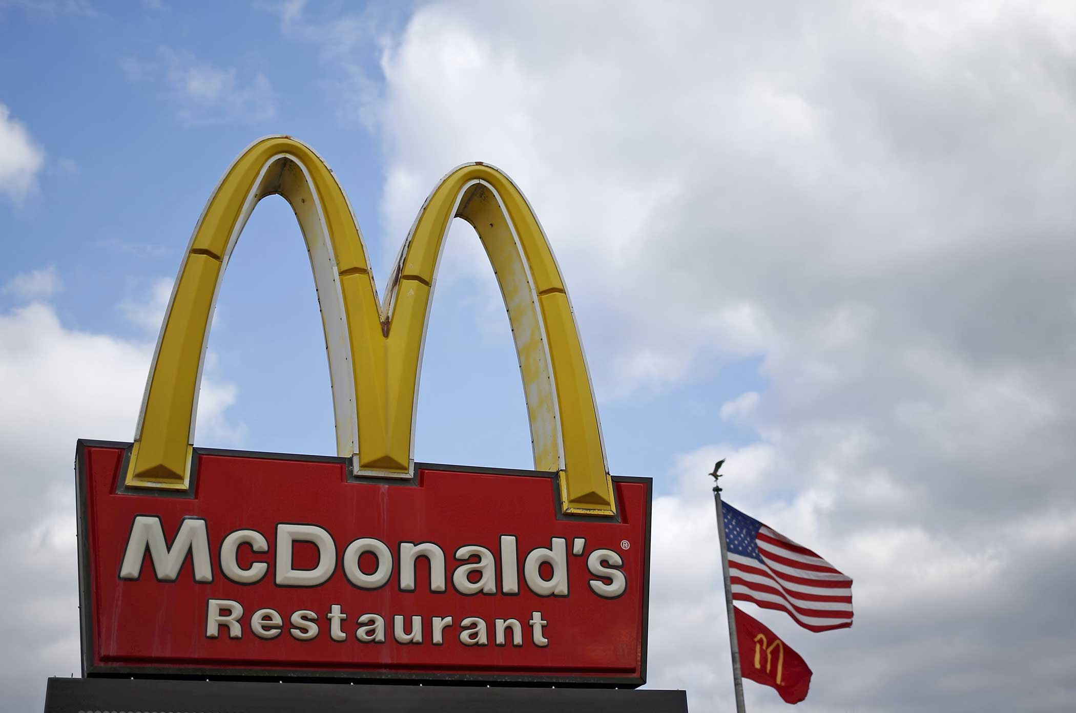 A McDonald's sign is seen outside one of its restaurants in Joliet, Illinois on March 26, 2015. (Jim Young—Reuters)