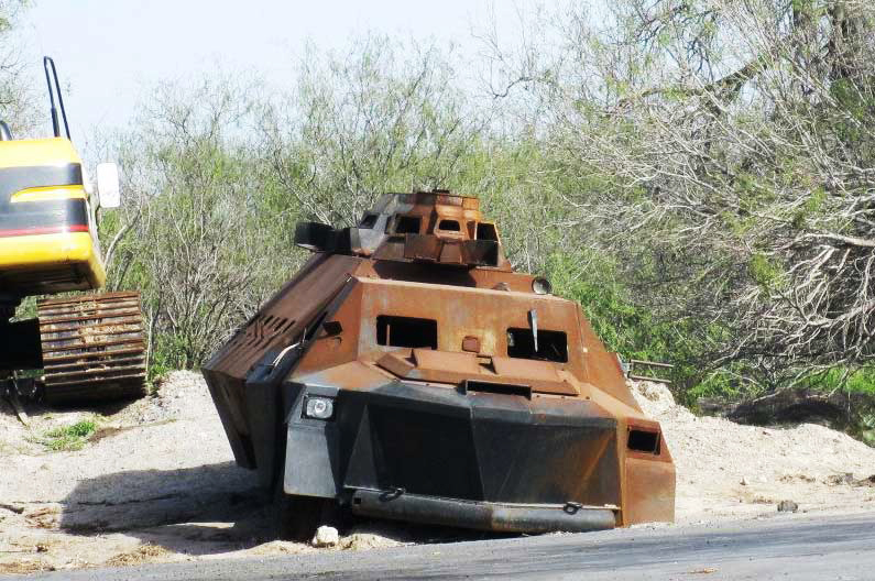 Improvised armored vehicle captured from the Zetas cartel. (Juan Cedillo)