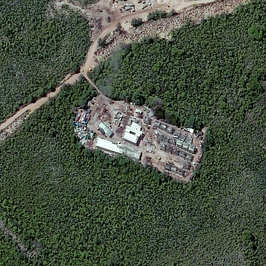 This is an closeup satellite image of the Topside detention camp in Nauru taken on July 24, 2013.