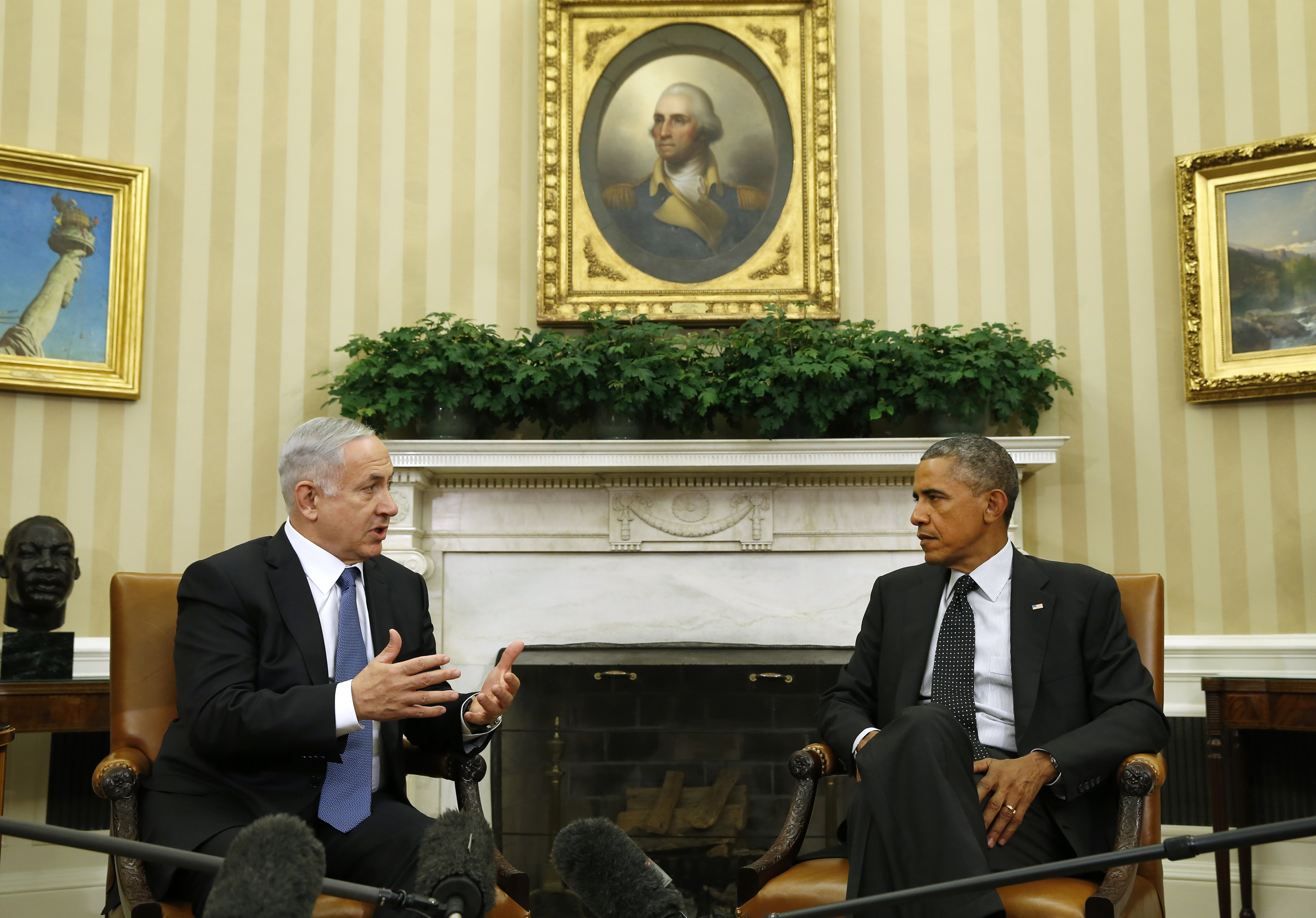 President Barack Obama meets with Israel's Prime Minister Benjamin Netanyahu at the White House in Washington on Oct. 1,  2014.