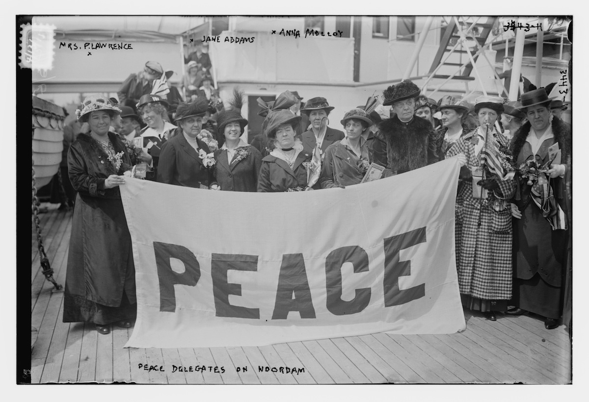 Portrait of American delegates to the International Congress of Women aboard the Noordam, 1915. (Library of Congress / Getty Images)
