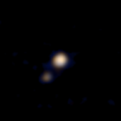 This image of Pluto and its largest moon, Charon, was taken by the Ralph color imager aboard NASA's New Horizons spacecraft on April 9.