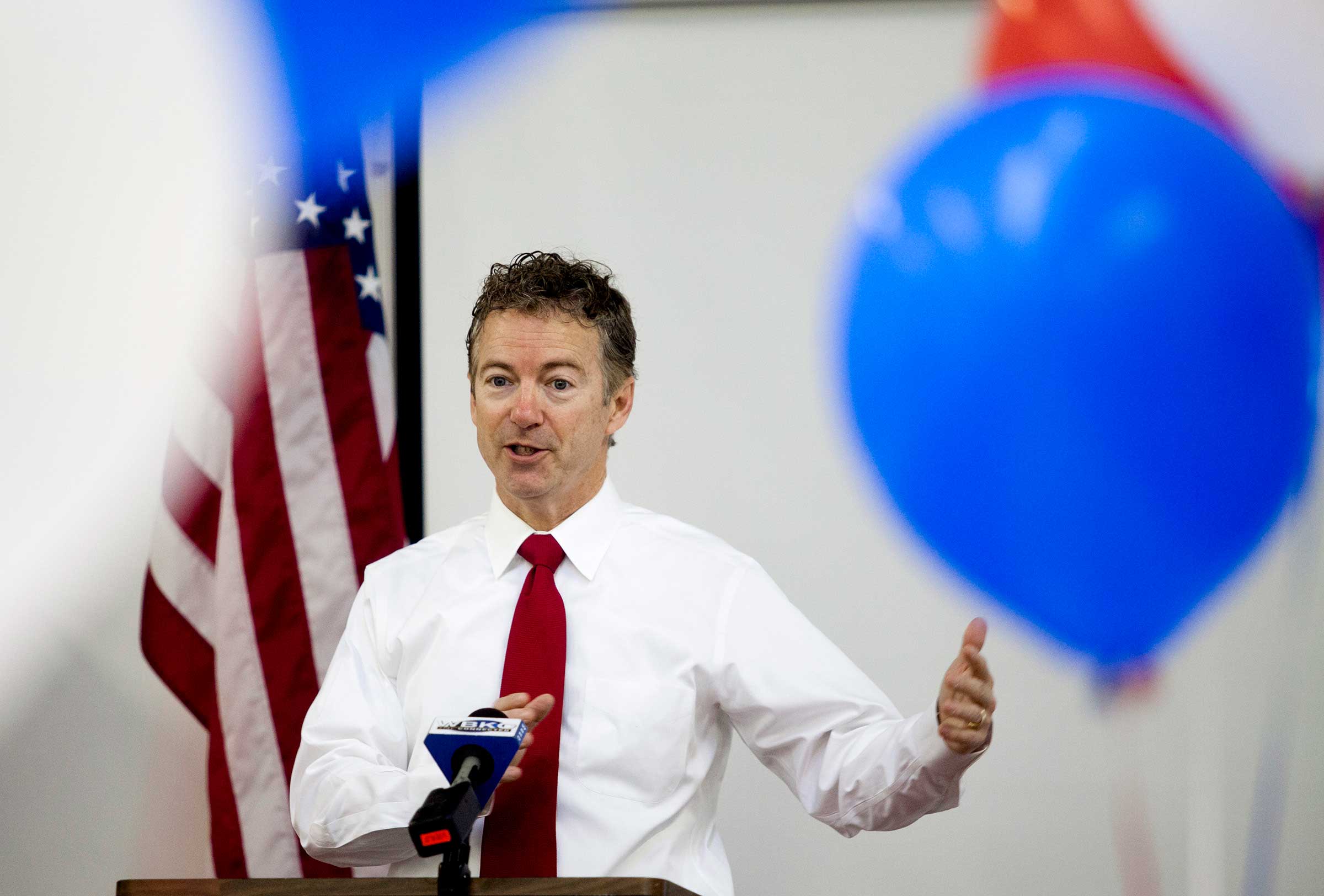 Sen. Rand Paul (R-Ky.) gives a speech on Monday, March 23, 2015, at the Associated Builders and Contractors of Indiana/ Kentucky office in Bowling Green, Ky. (Austin Anthony—AP)