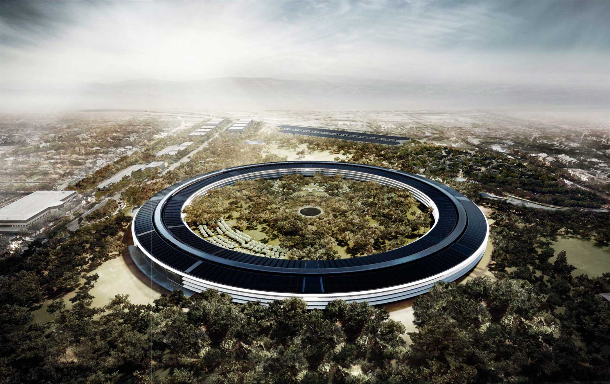 Apple 2.8 million sq. ft. Cupertino, Calif., The four-story circular building, to be completed in 2016 is designed to house some 12,000 employees.