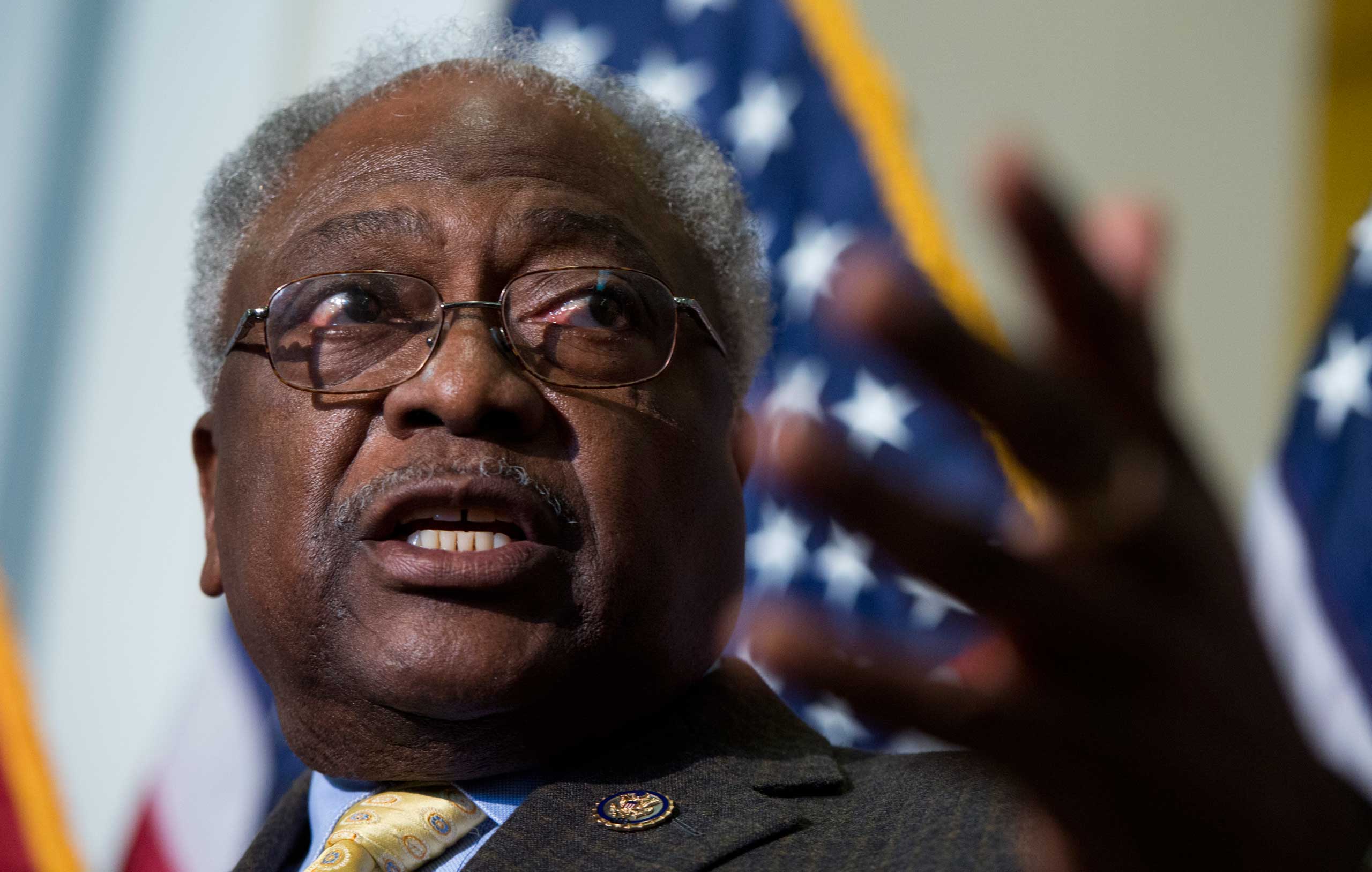 UNITED STATES - NOVEMBER 29:  Rep. James Clyburn, D-S.C., speaks at a news conference after the 113th Congress Democratic Caucus Organizational Meeting in Cannon Building. (Photo By Tom Williams/CQ Roll Call) (Tom Williams—Getty Images)