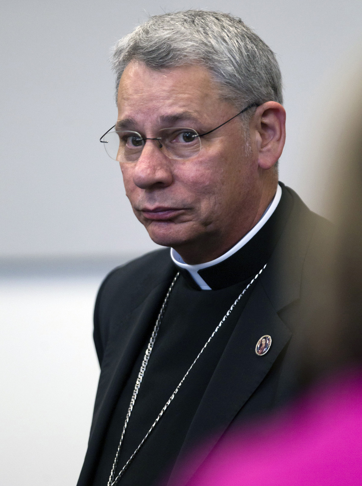 Bishop Robert Finn of the Diocese of Kansas City-St. Joseph appears during a bench trial Sept. 6, 2012 at the Jackson County Courthouse in Kansas City, Mo. (Tammy Ljungblad—AP)