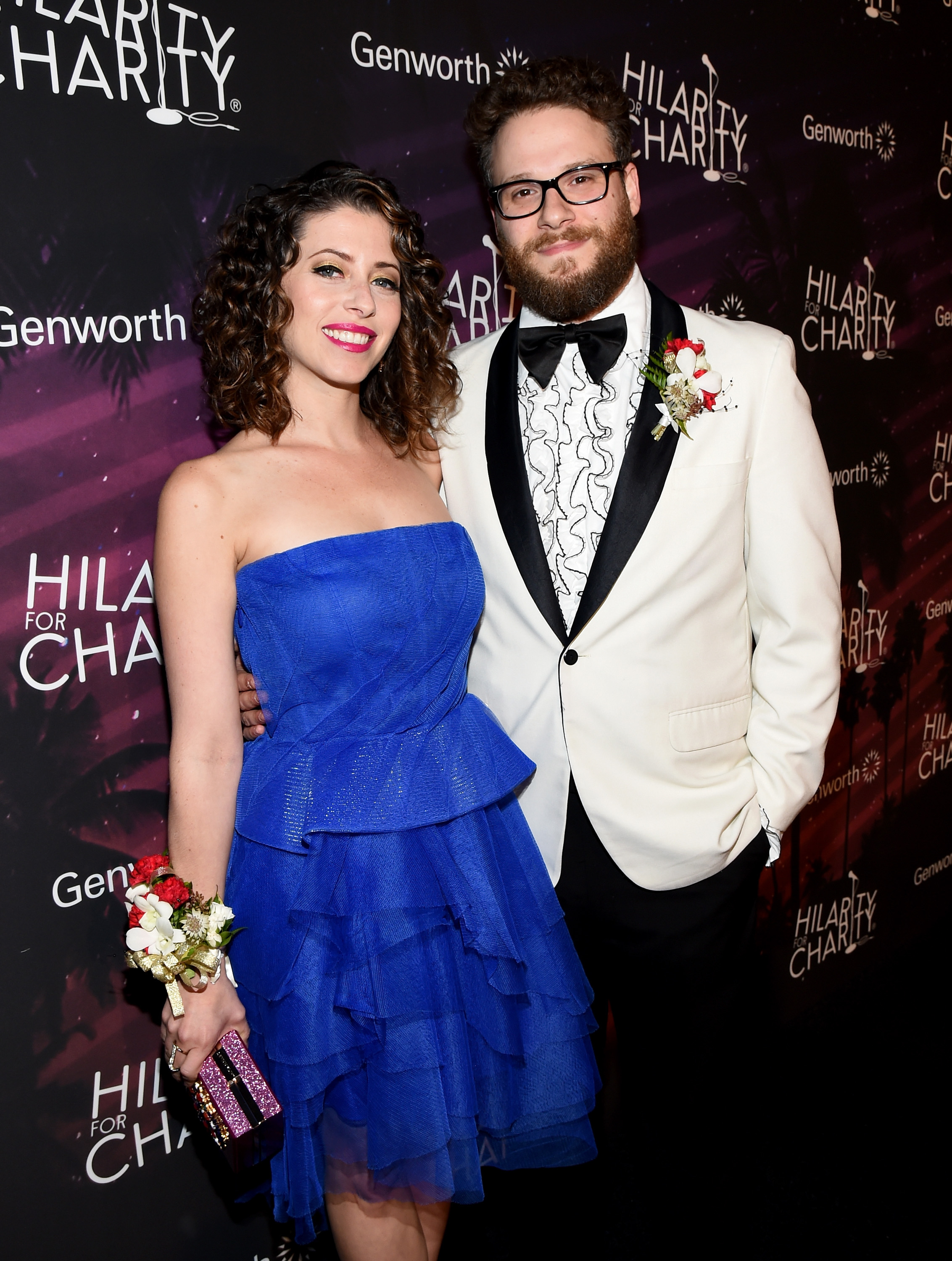 Actor Seth Rogen (R) and wife Lauren Miller attend the 3rd Annual Hilarity for Charity Variety Show to benefit the Alzheimer's Association on October 17, 2014 in Hollywood, California. (Michael Buckner&mdash;Getty Images)