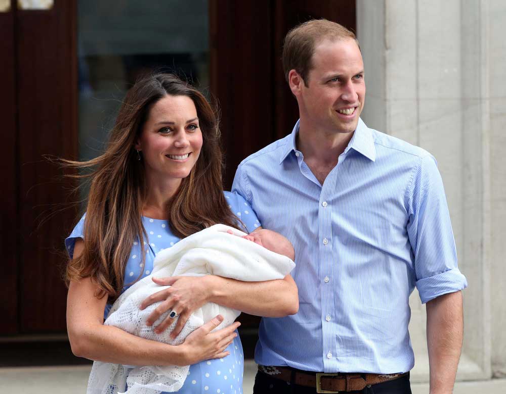 7/23/2013 - London, England, United Kingdom: The Duke and Duchess of Cambridge with their new baby boy outside the Lindo Wing of St Maryís Hospital, London, Tuesday, 23rd July 2013