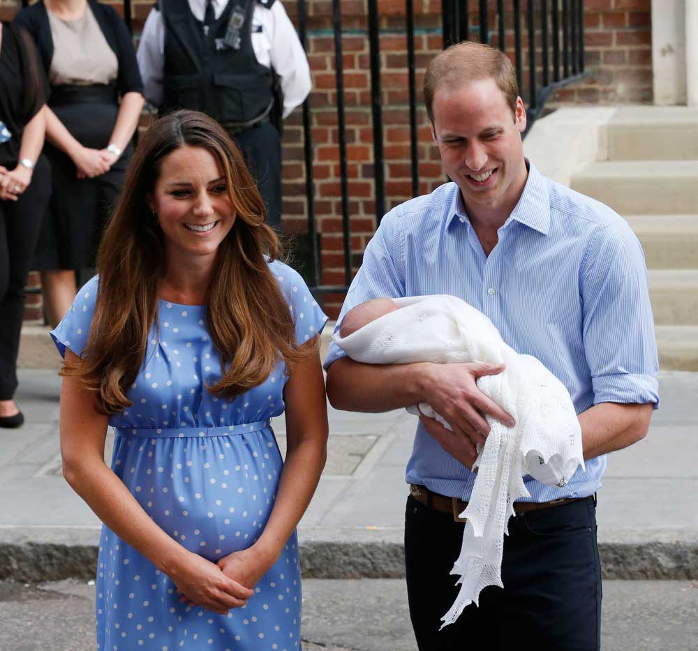 The Duke and Duchess of Cambridge outside the Lindo Wing of St Mary's Hospital London after the birth of their first child, George, in 2013 (Robin Nunn—Polaris)