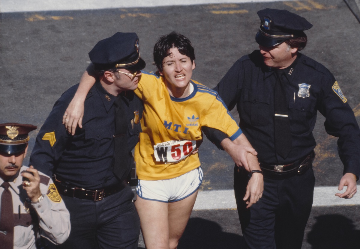 Rosie Ruiz at the finish line of the 1980 Boston Marathon (David Madison—Getty Images)
