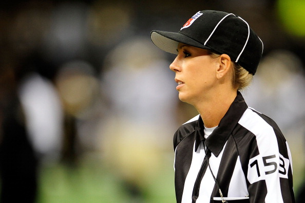 Sarah Thomas at a preseason game between the Oakland Raiders and the New Orleans Saints in New Orleans on Aug. 16, 2013 .