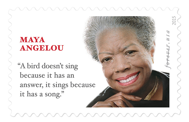 The Maya Angelou Forever Stamp, designed by Ethel Kessler (USPS)