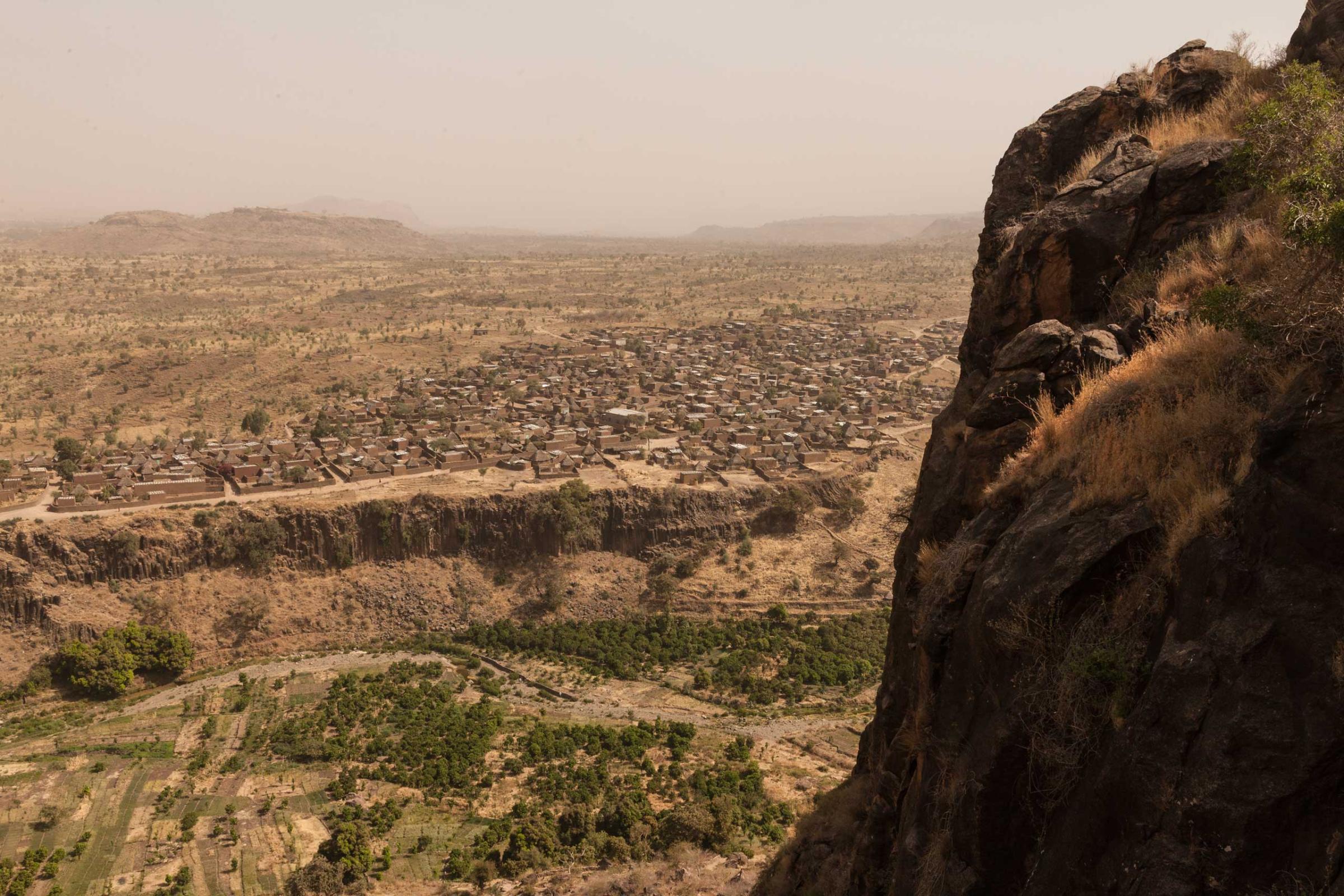 An overhead view from the rebel territory that overlooks the town of Kroun in Jebel Marra, Central Darfur, Sudan, on March 4, 2015.