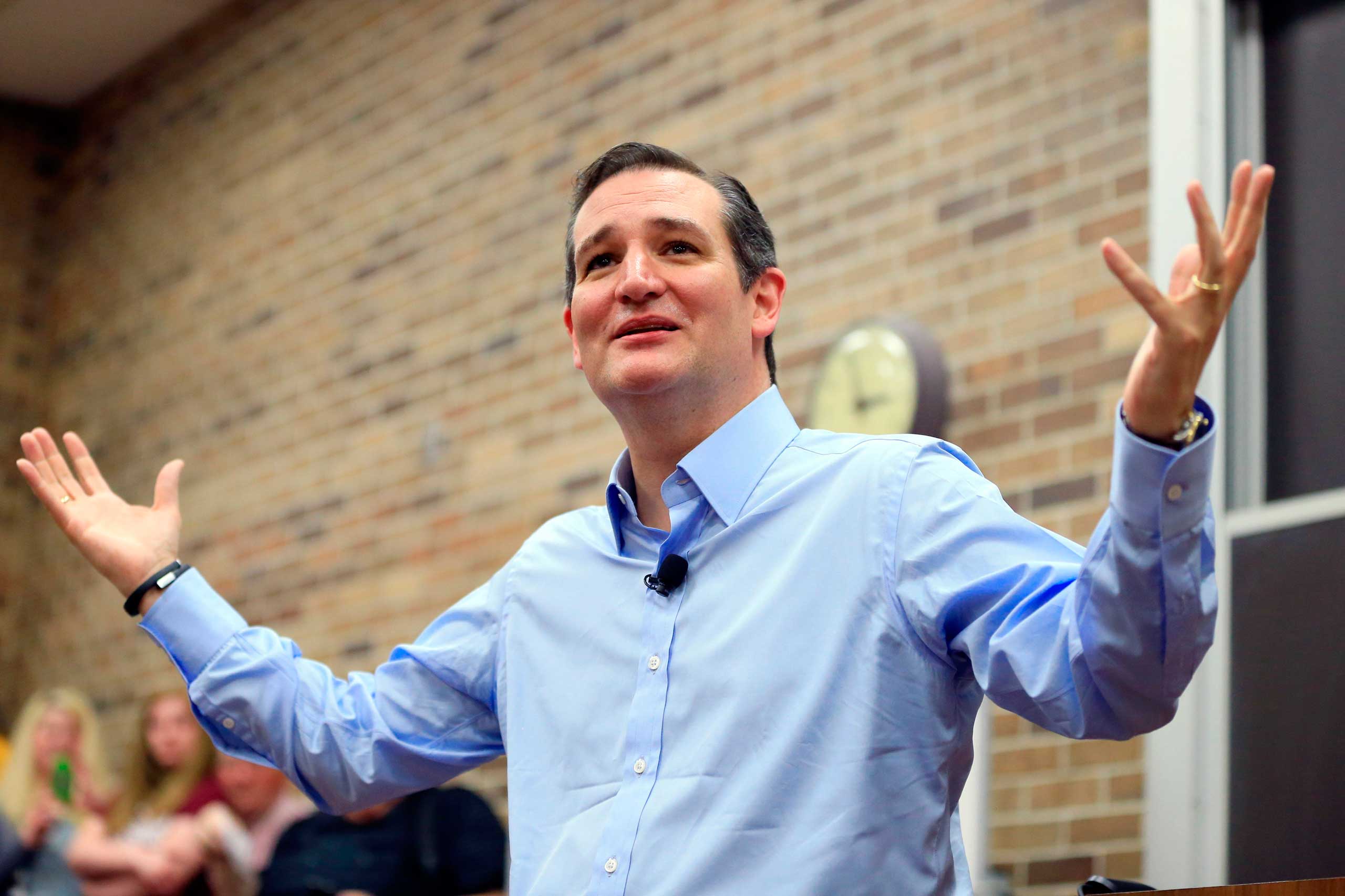 Republican presidential candidate Sen. Ted Cruz, R-Texas, speaks during a town hall event at Morningside College in Sioux City, Iowa on April 1, 2015. (Nati Harnik—AP)