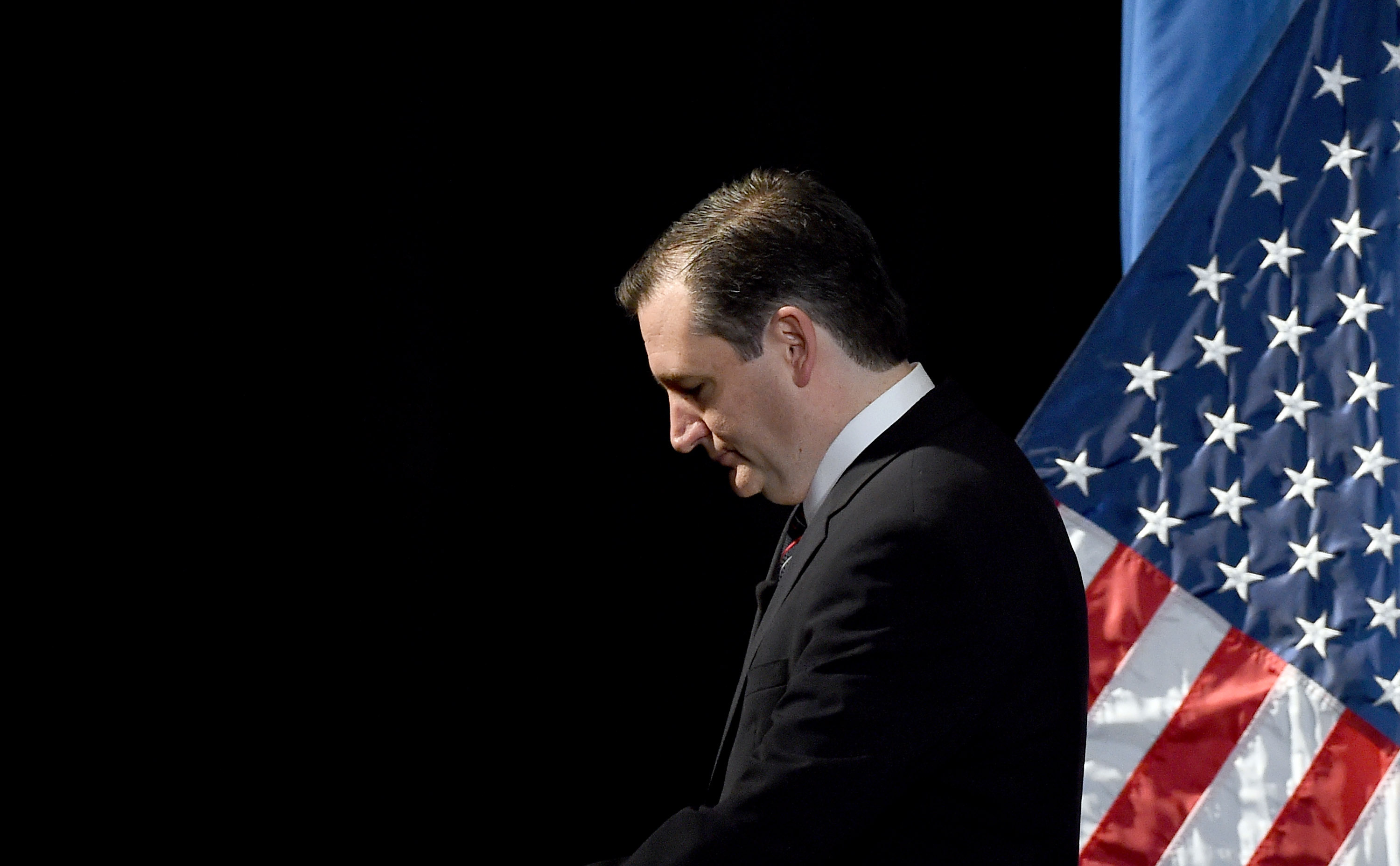 Republican presidential candidate U.S. Sen. Ted Cruz  leaves the stage after speaking during the Republican Jewish Coalition spring leadership meeting at The Venetian Las Vegas on April 25, 2015 in Las Vegas, Nevada. (Ethan Mille—Getty Images)