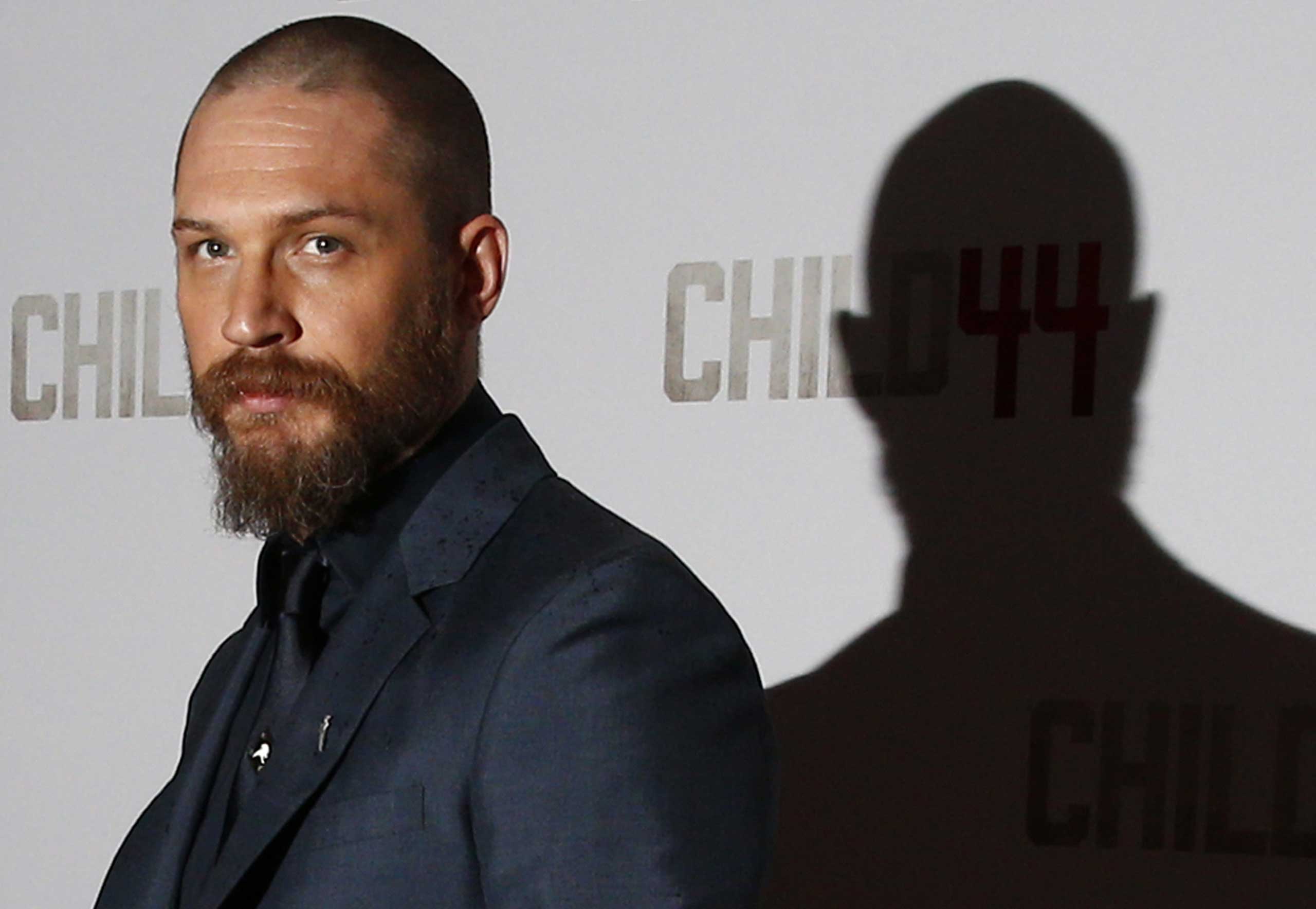 British actor Tom Hardy poses for photographers on the red carpet ahead of the UK premiere of "Child 44" in central London on April 16, 2015. (Justin Tallis—AFP/Getty Images)