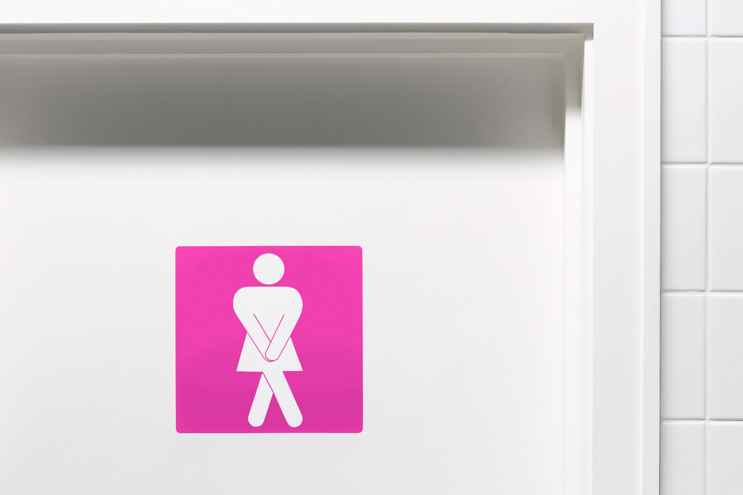 Desperate lady toilet door sign
