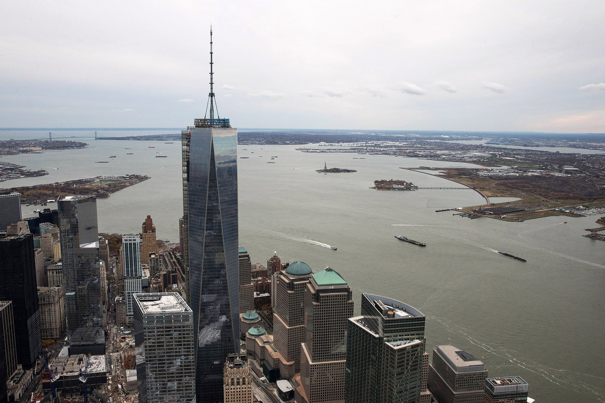 One World Trade Center towers over lower Manhattan on Nov. 12, 2013 in New York City. (Andrew Burton—Getty Images)
