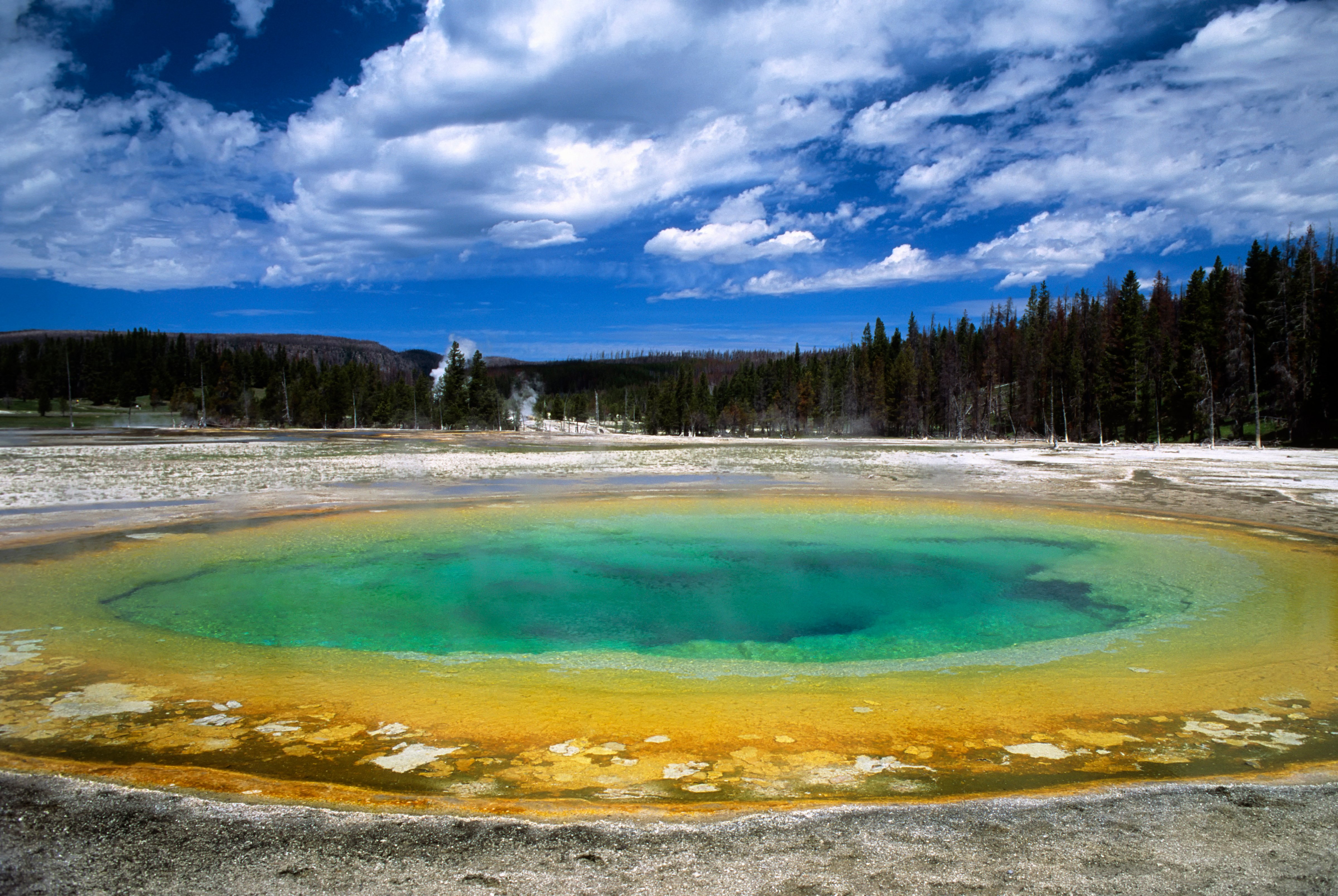 Yellowstone National Park, Upper Geyser Basin, Chromatic Springs. (Wolfgang Kaehler—Getty Images)