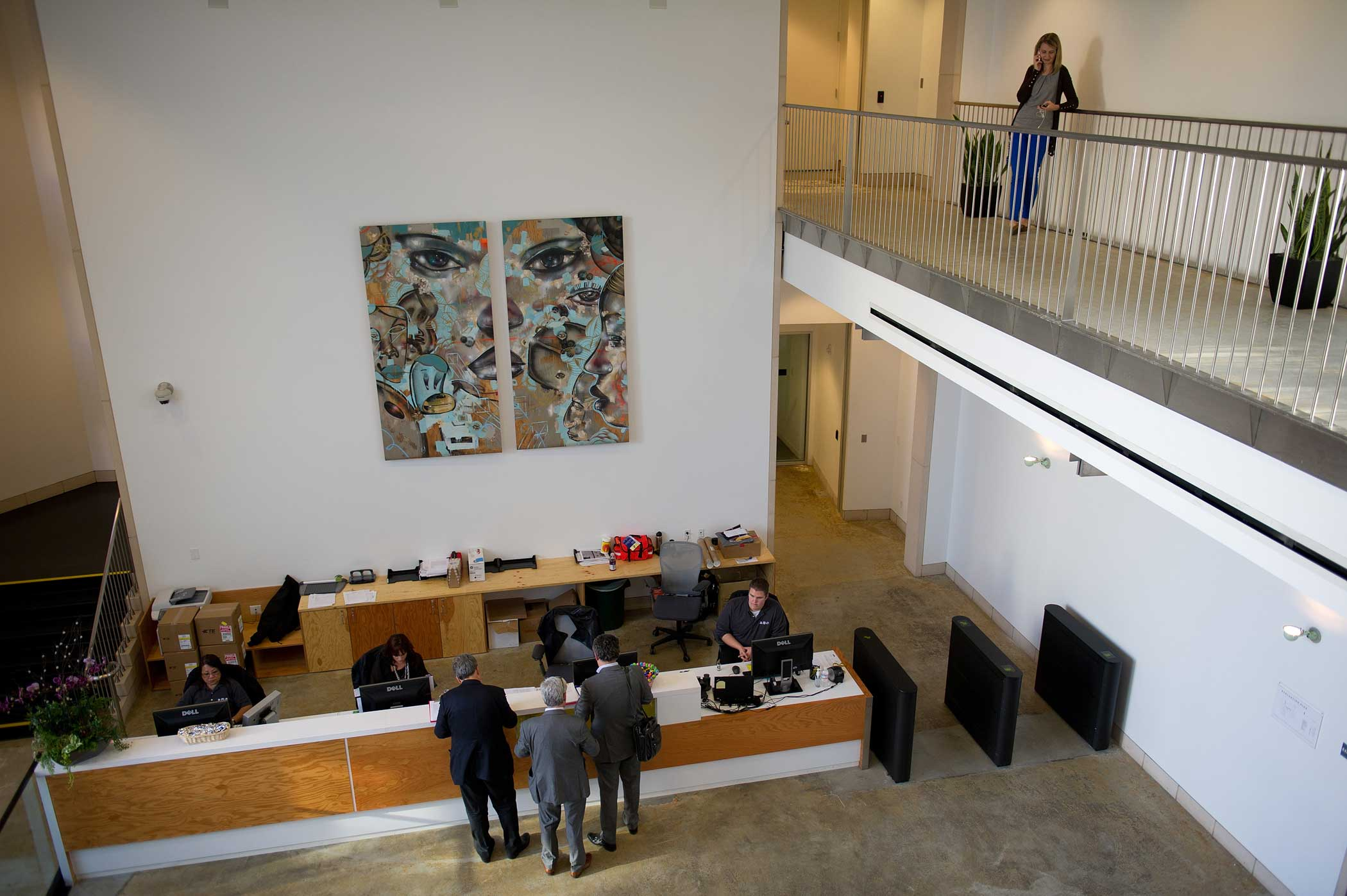 The desk is staffed inside the lobby area of the old Facebook Inc. campus in Menlo Park, California, U.S., on Dec. 2, 2011.
