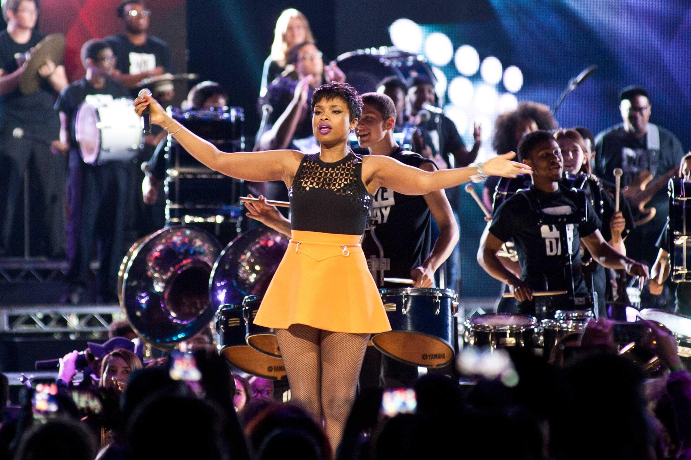 Jennifer Hudson performs at We Day at Allstate Arena in Rosemont, Ill. on April 30, 2015.