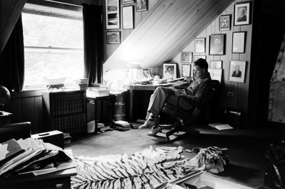 Billy Graham in his home office, N. Carolina, 1955.