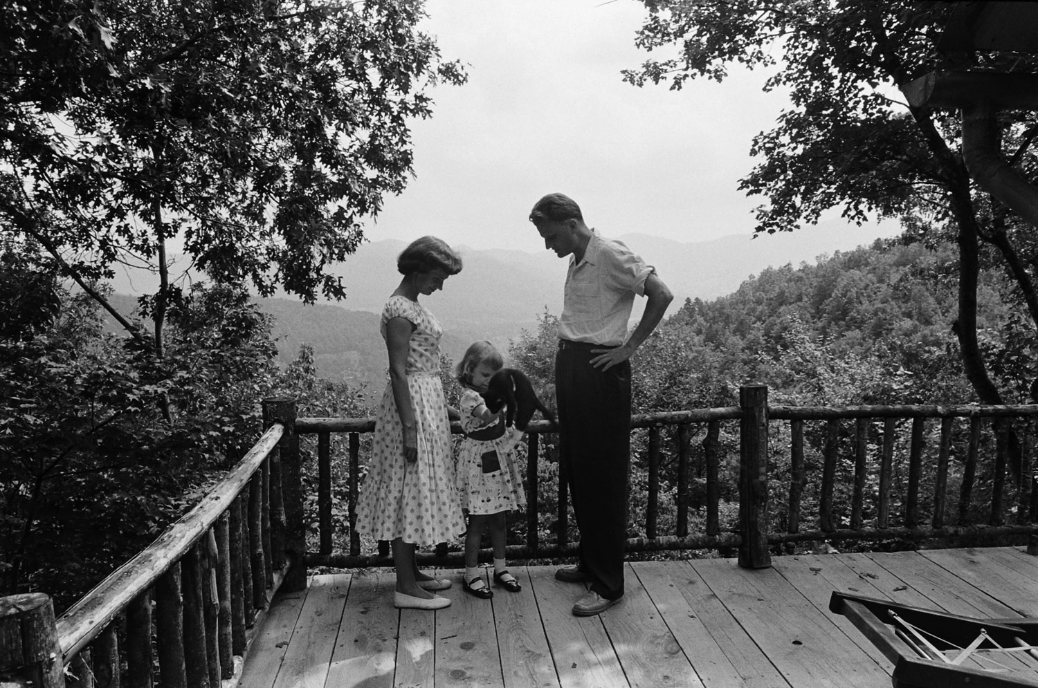 Billy Graham with his wife and daughter, 1955.