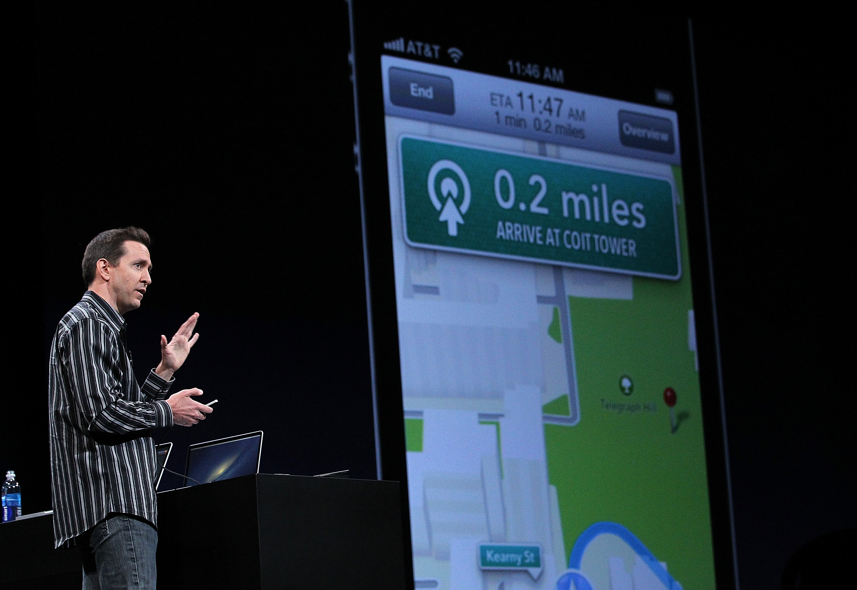 Apple Senior VP of iPhone Software Scott Forstall demonstrates the new map application featured on iOS 6  during the keynote address during the 2012 Apple WWDC keynote address at the Moscone Center on June 11, 2012 in San Francisco, California. (Justin Sullivan—Getty Images)