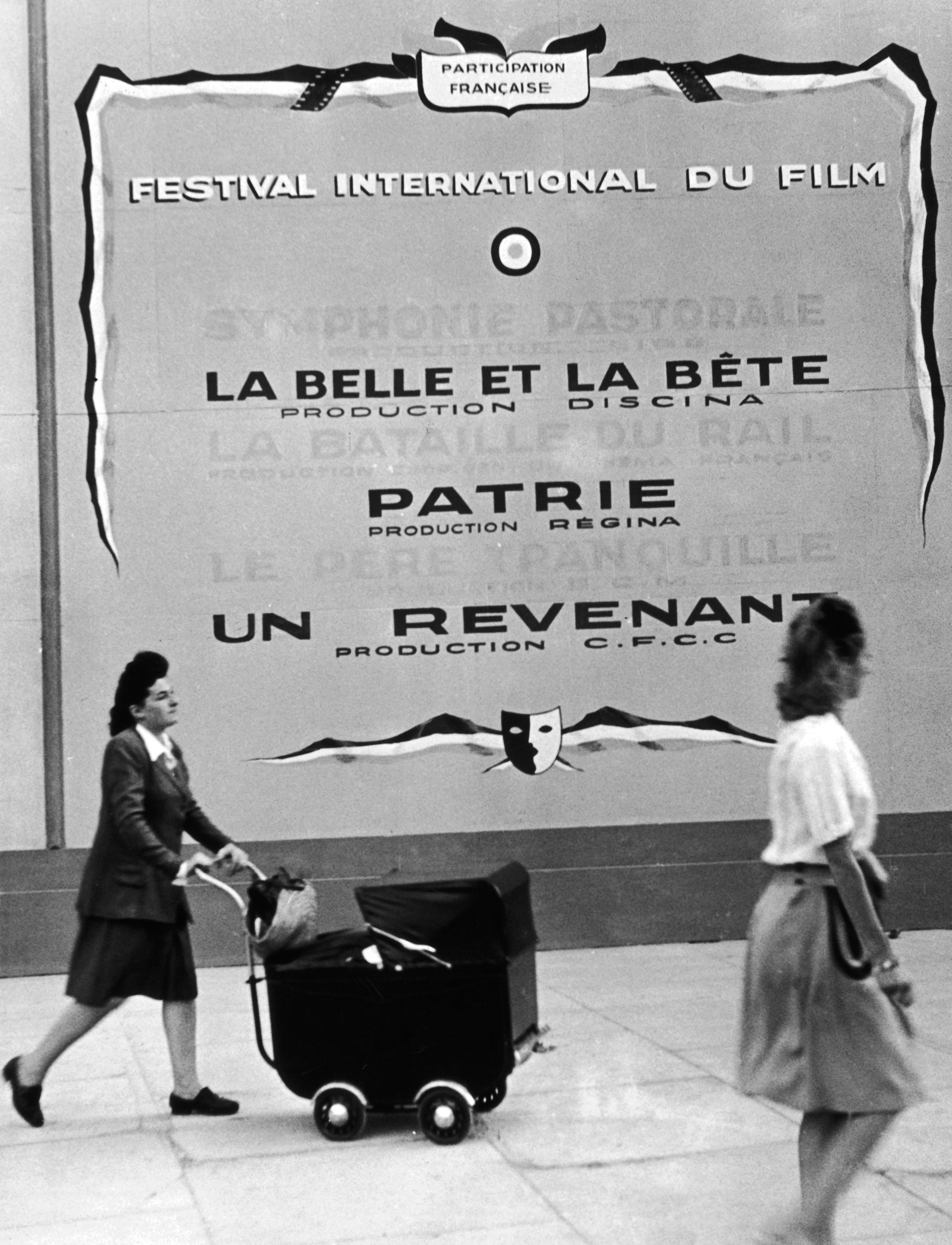 Poster presenting the french films in the competition of the 1st Cannes Film Festival in Cannes, France in 1946.