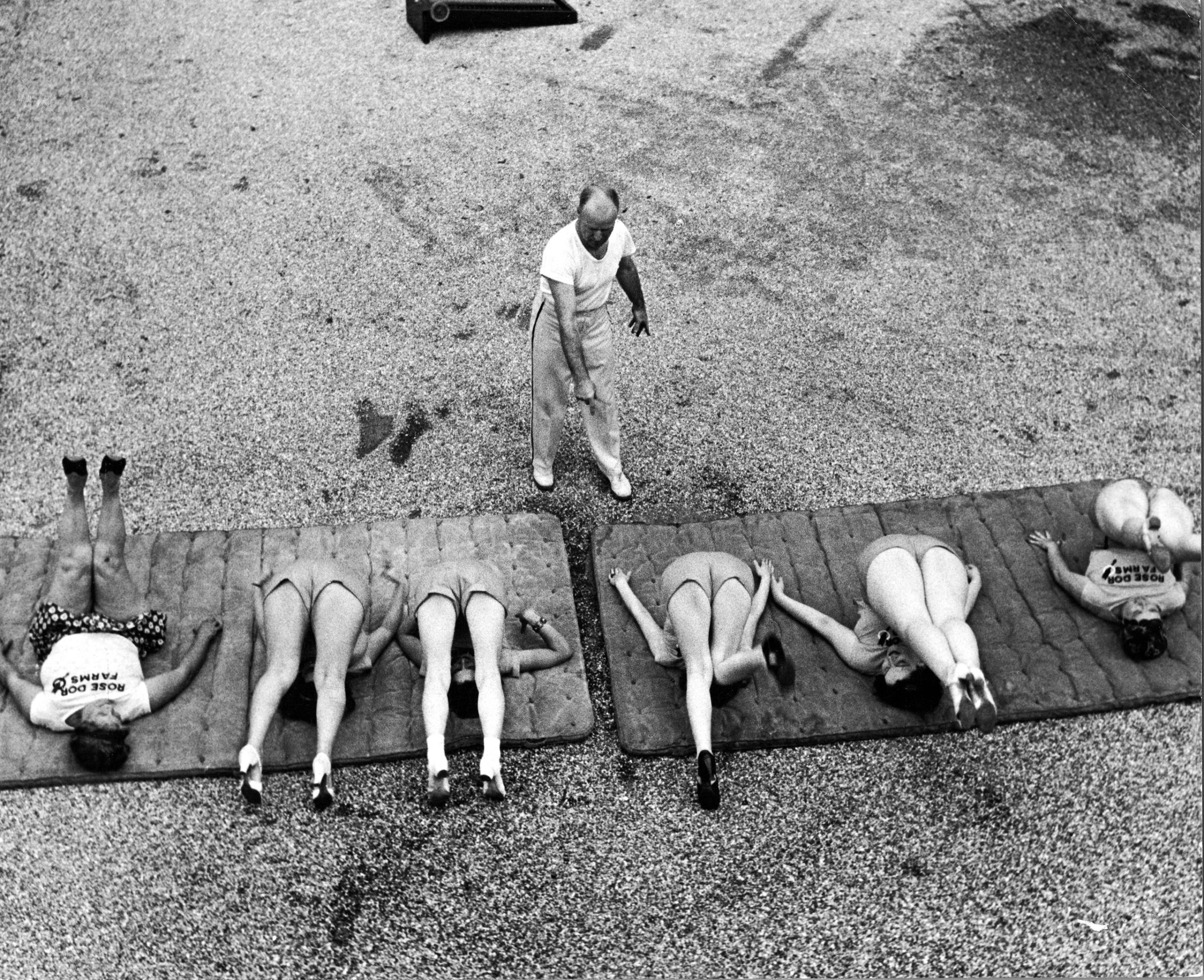 Scene from Rose Dor Farms, a weight loss camp, 1938.
