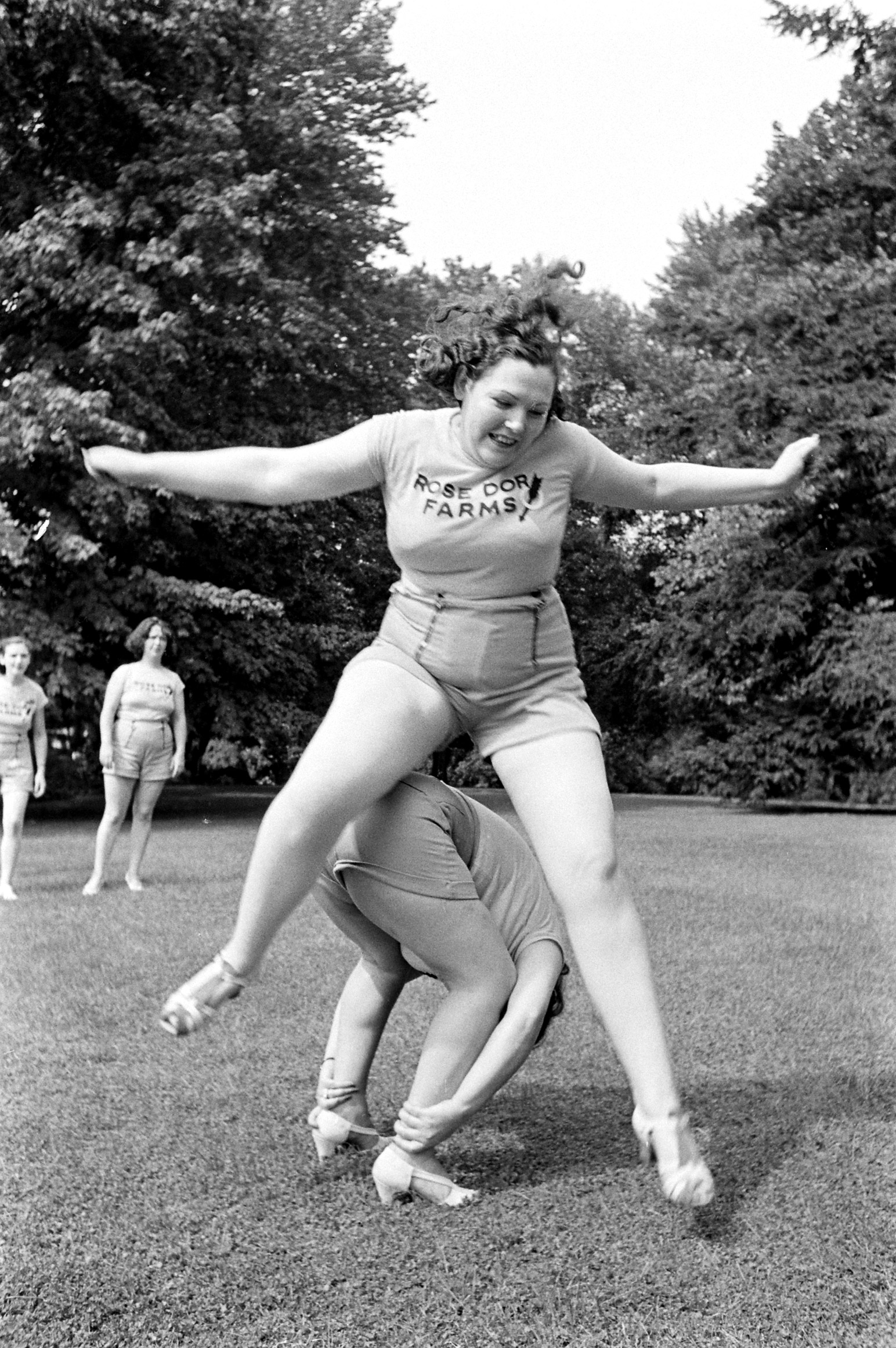 Scene from Rose Dor Farms, a weight loss camp, 1938.