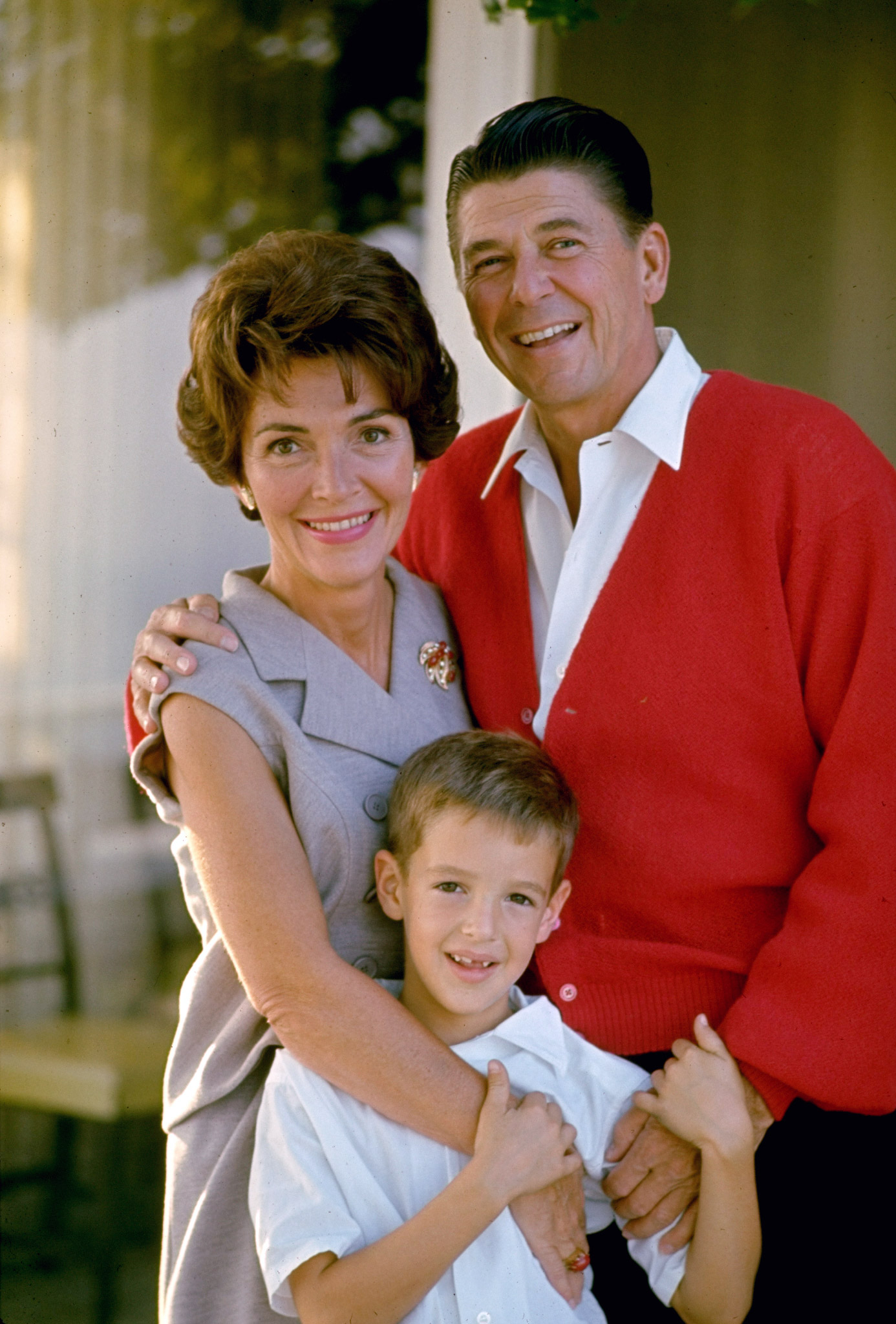 Nancy Reagan at home with her husband, California Governor Candidate Ronald Reagan and son Ronnie, 1965.
