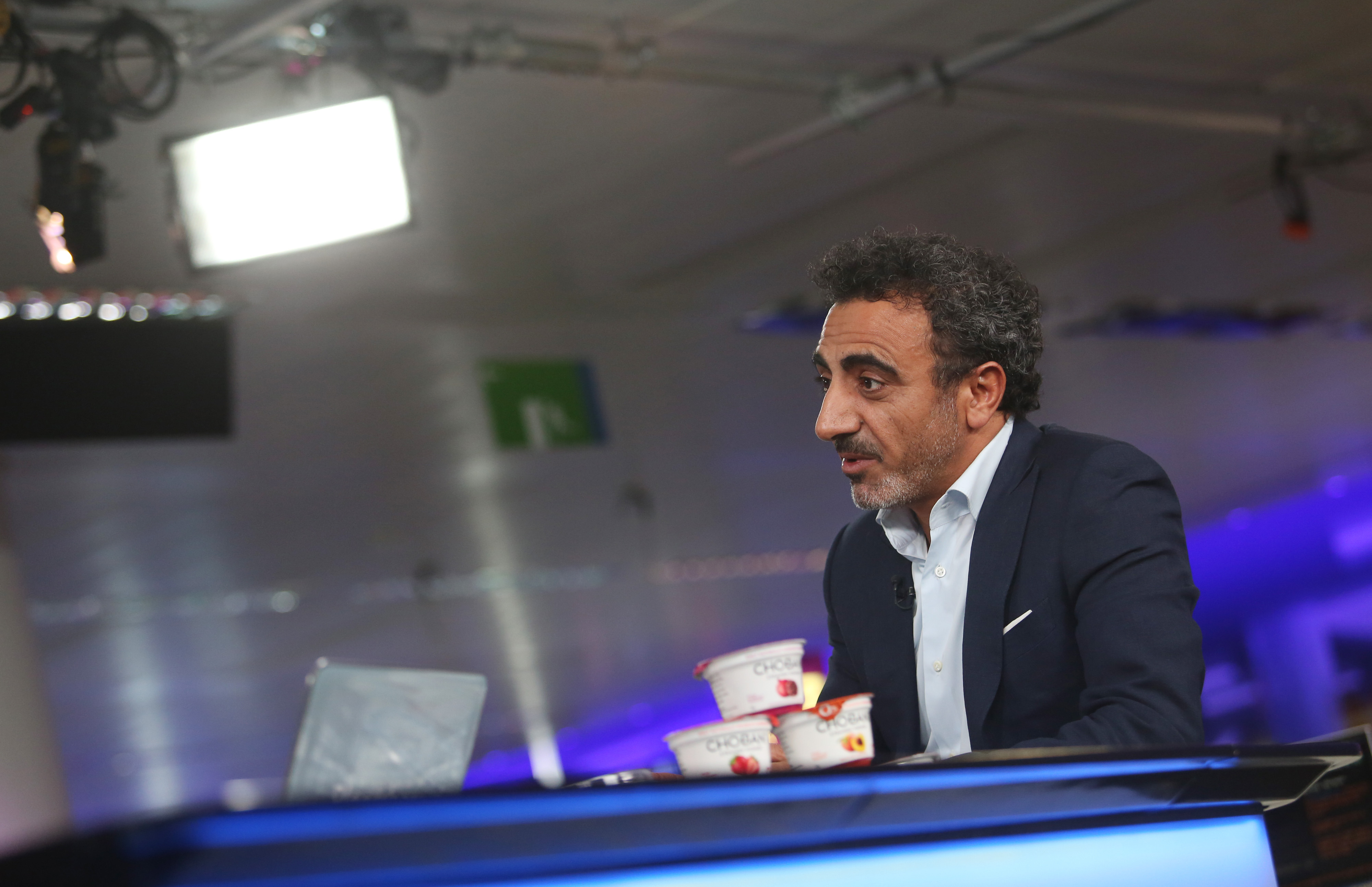 Hamdi Ulukaya, a billionaire and founder, president and chief executive officer of Chobani Inc., speaks during a Bloomberg Television interview in London, U.K. on Wednesday, July 17, 2013. Chobani, the best-selling yogurt brand in the U.S., has given Ulukaya a net worth of $1.1 billion. Photographer: Chris Ratcliffe/Bloomberg via Getty Images (Bloomberg&mdash;Bloomberg via Getty Images)