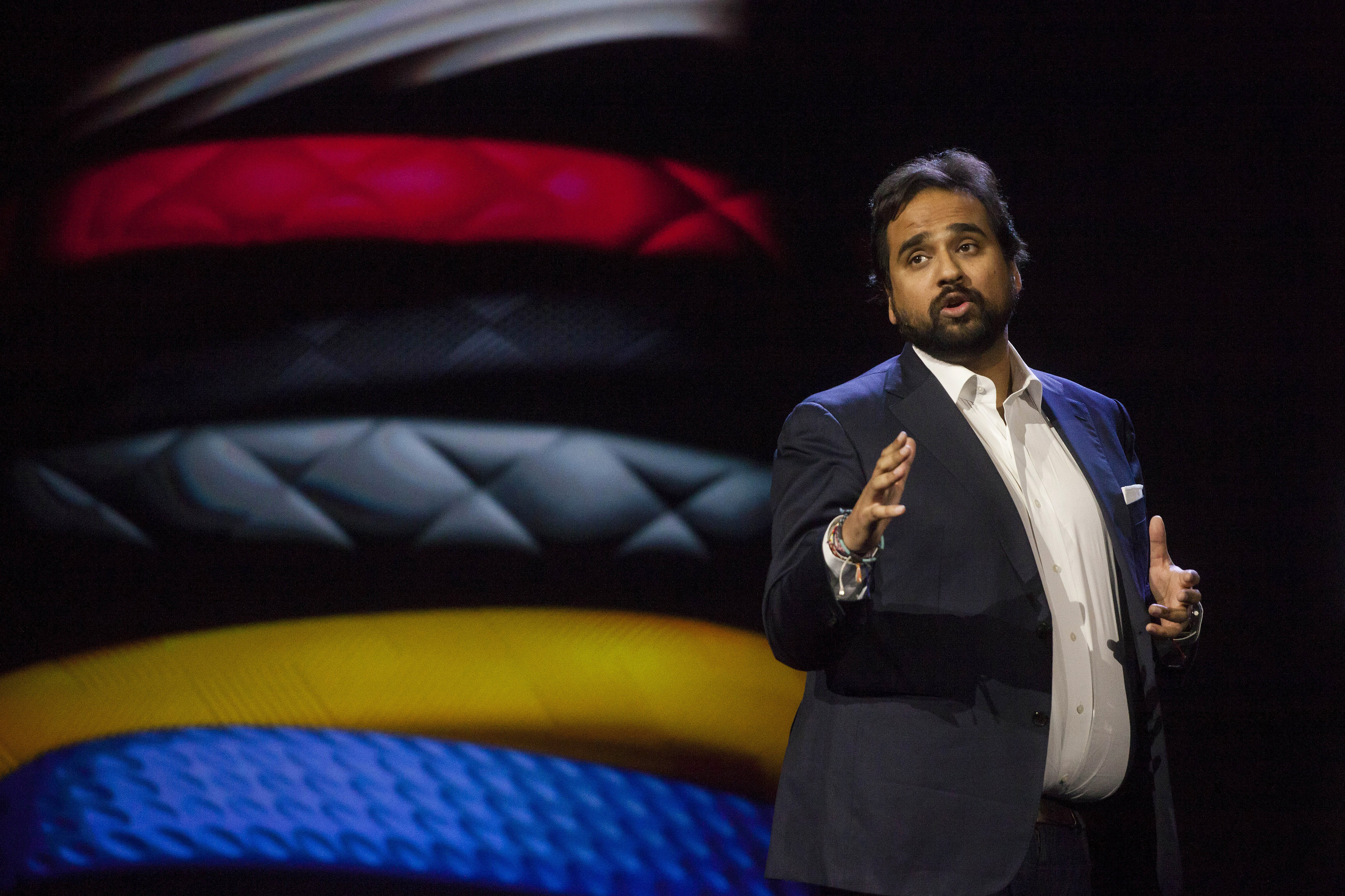 Hosain Rahman, chief executive officer of Jawbone Inc., speaks at a news conference during the 2015 Consumer Electronics Show (CES) in Las Vegas, Nevada, U.S., on Monday, Jan. 5, 2015. (Bloomberg&mdash;Bloomberg via Getty Images)