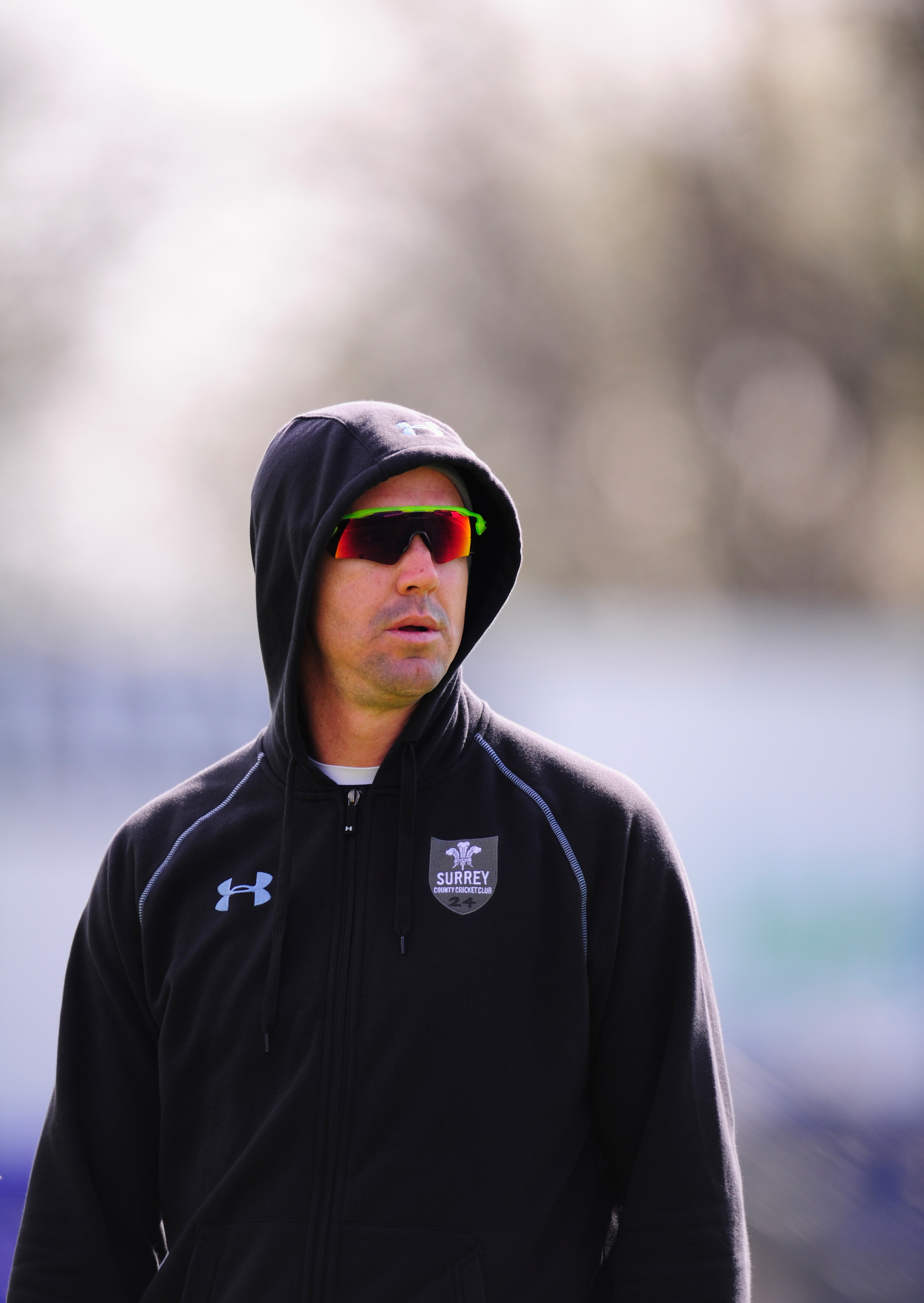 Surrey player Kevin Pietersen looks on before day one of the LV County Championships Division Two match between Glamorgan and Surrey at SWALEC Stadium on April 19, 2015 in Cardiff, Wales. (Stu Forster—2015 Getty Images)
